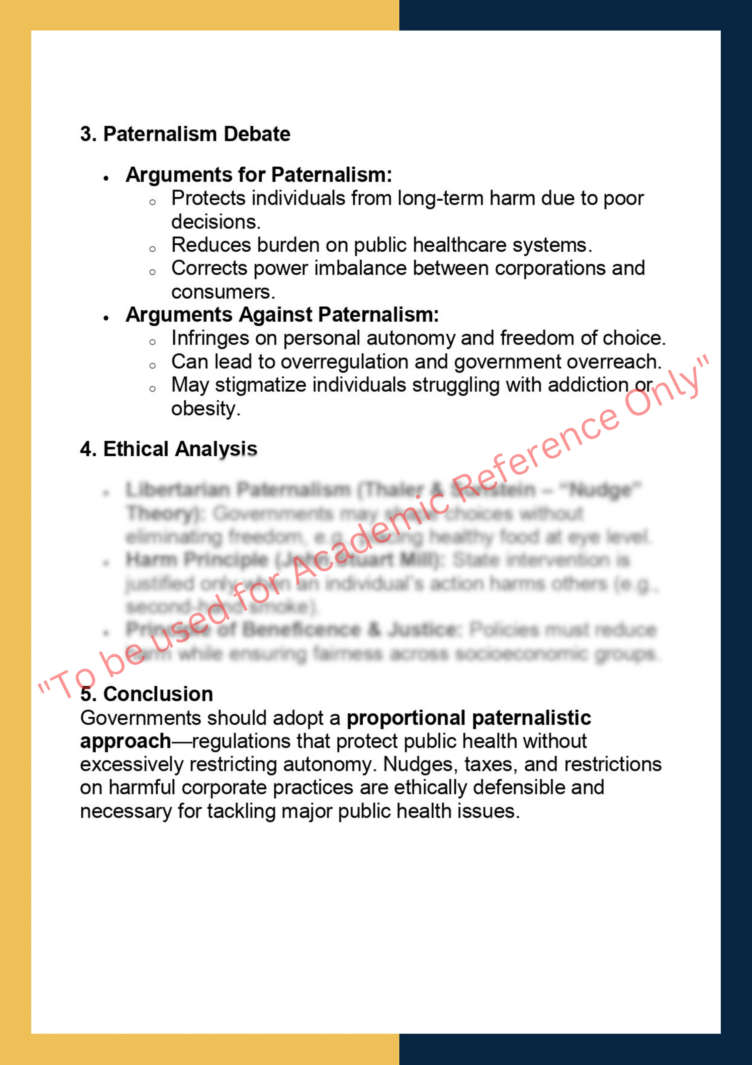 LAWS6052 – Government Regulation, Health  Policy and Ethics 5
