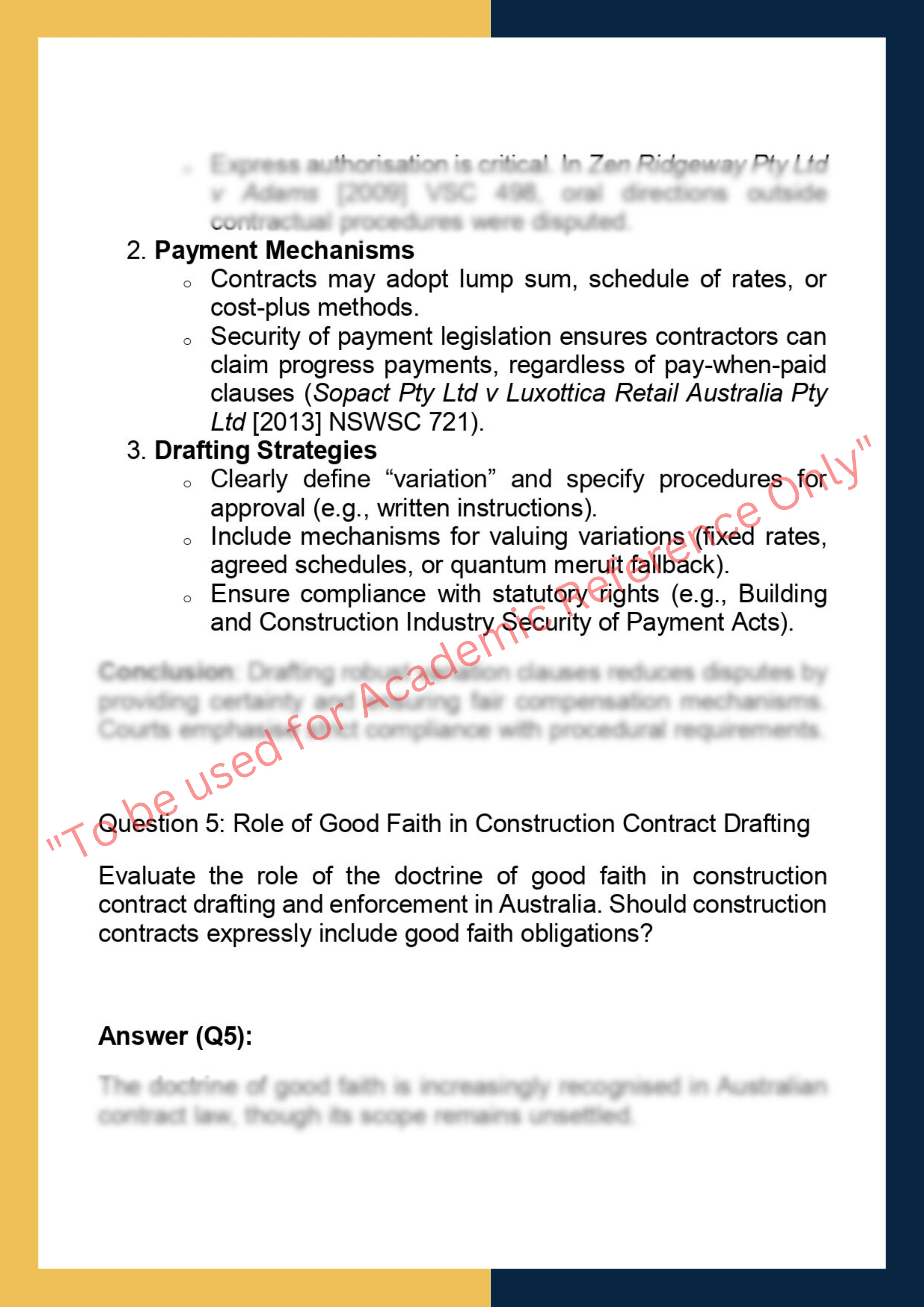 LAWS70270- Construction Contract Analysis,  Drafting 5