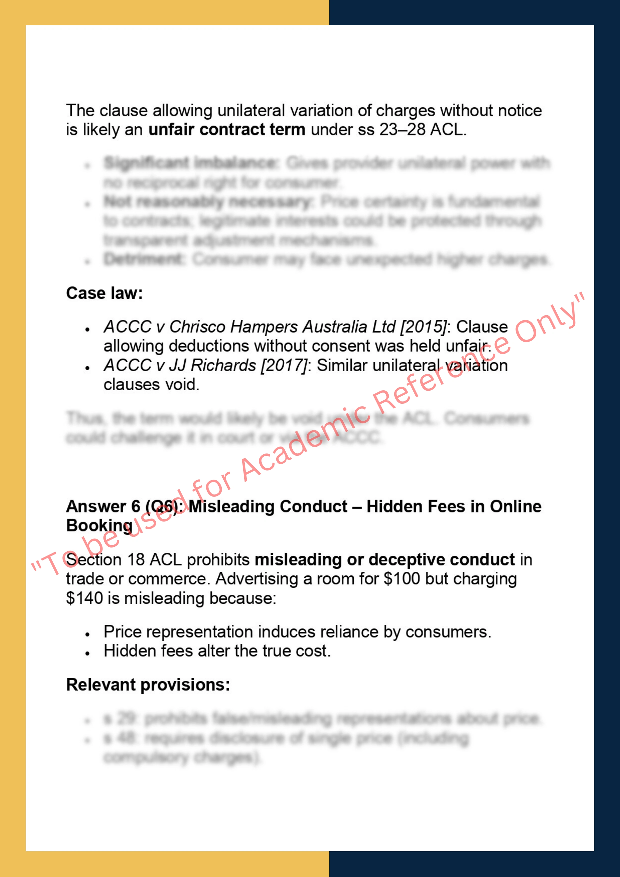 LAWS70380 – Australian Consumer Law 5