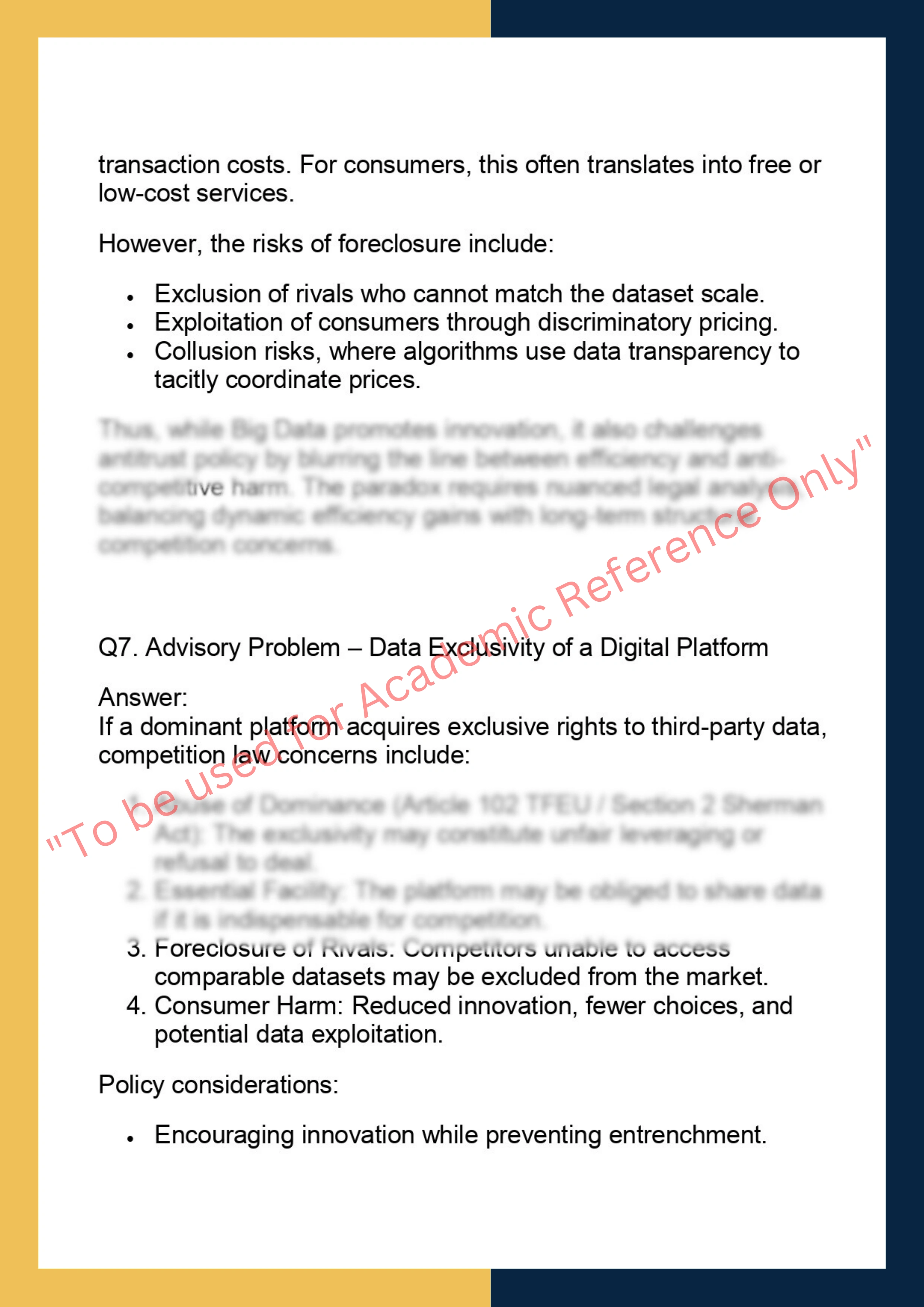 LAWS90166 – Big Data: Competition Policy  and Law 5