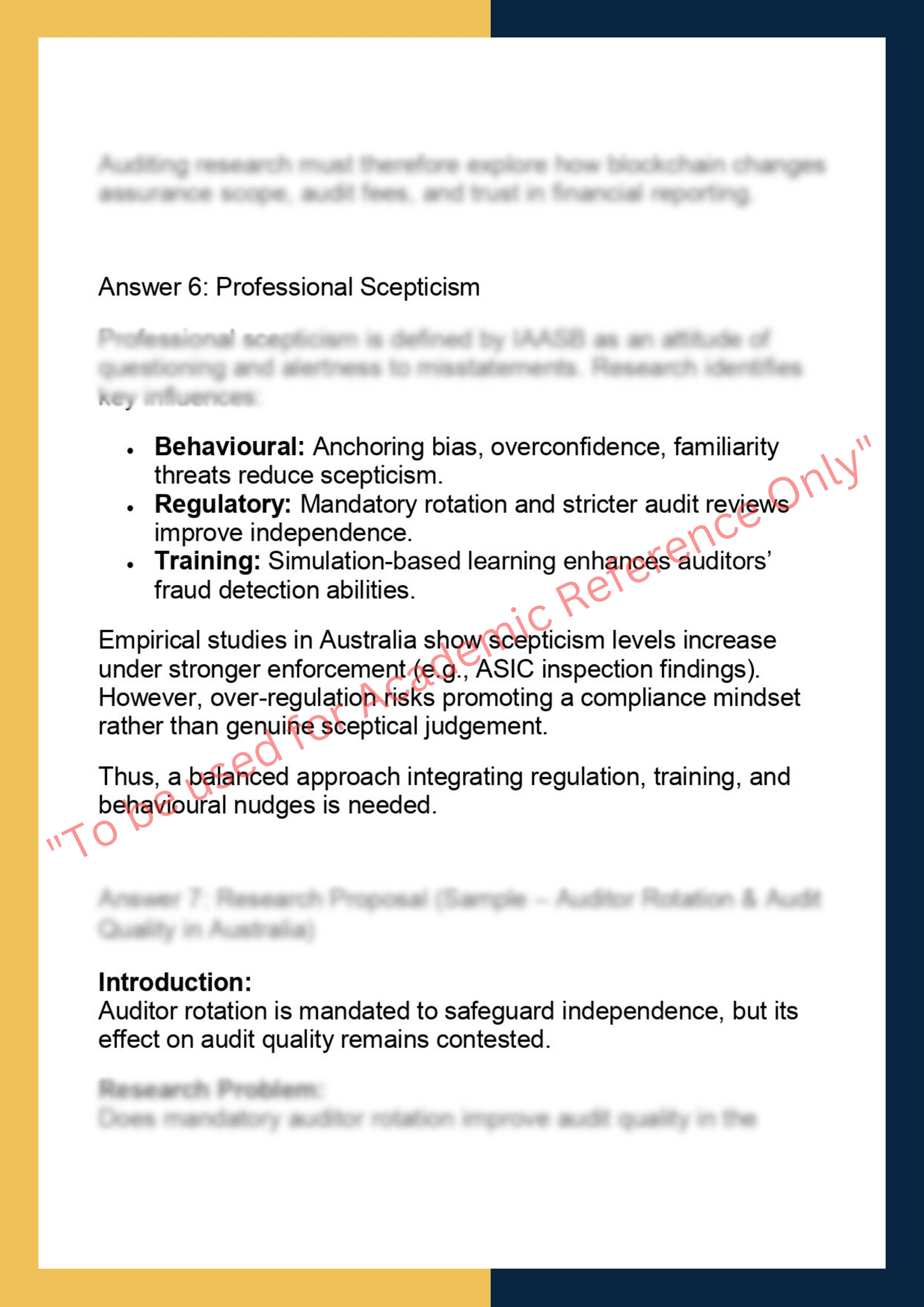 ACCT7202 – Auditing & Assurance Research 5
