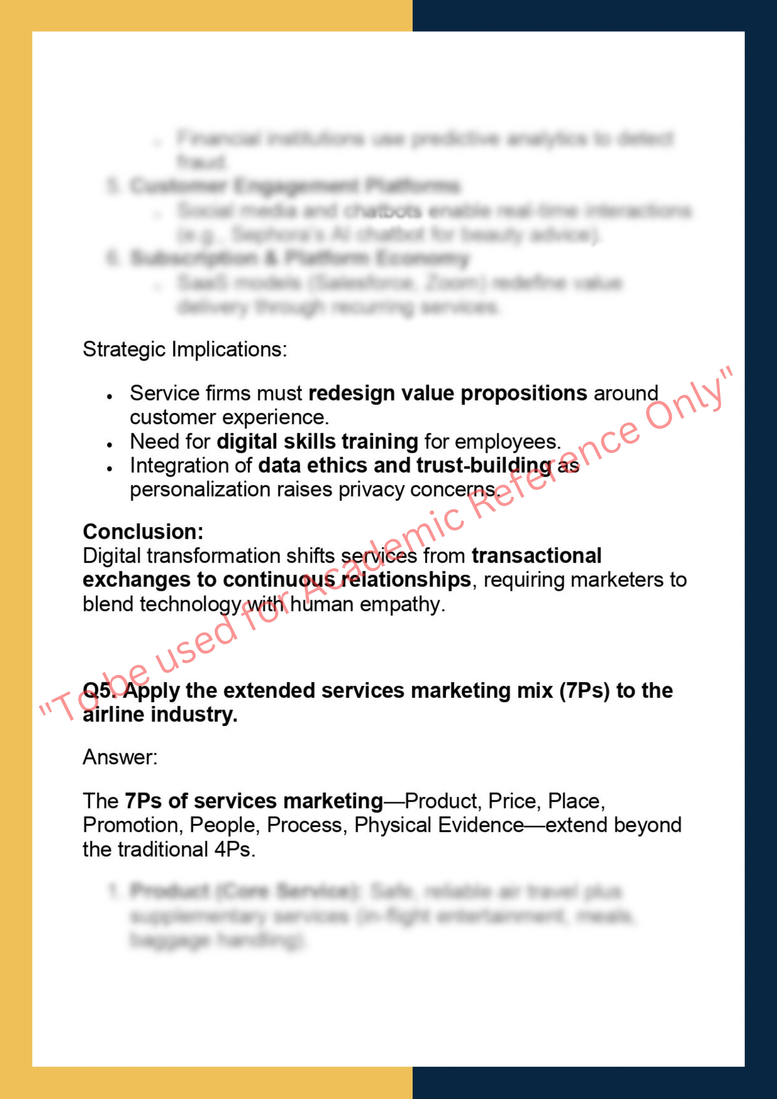 MKTG7310 – Services Marketing Strategy 5