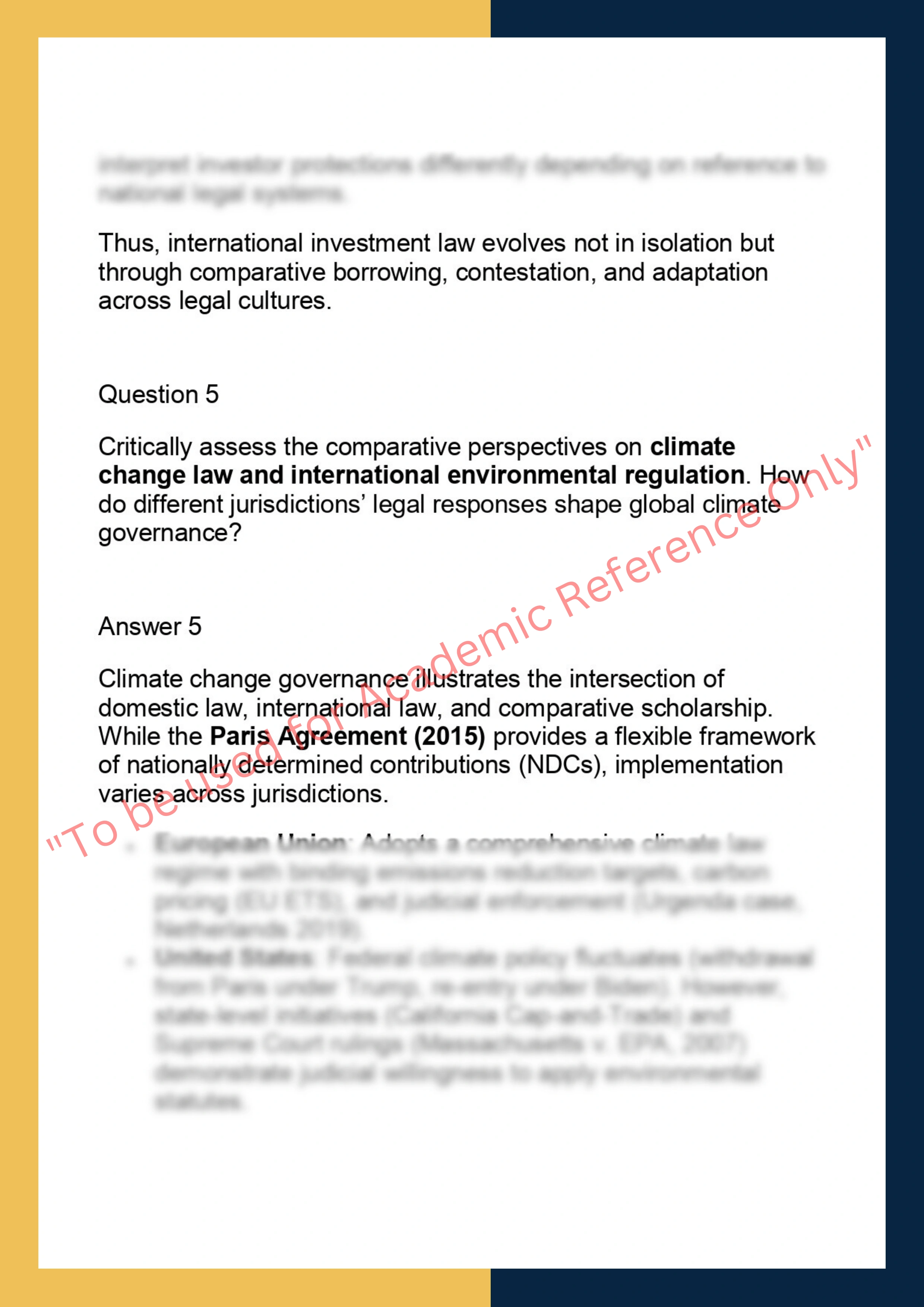 LAW7421 – Comparative International Law  Dissertation 5