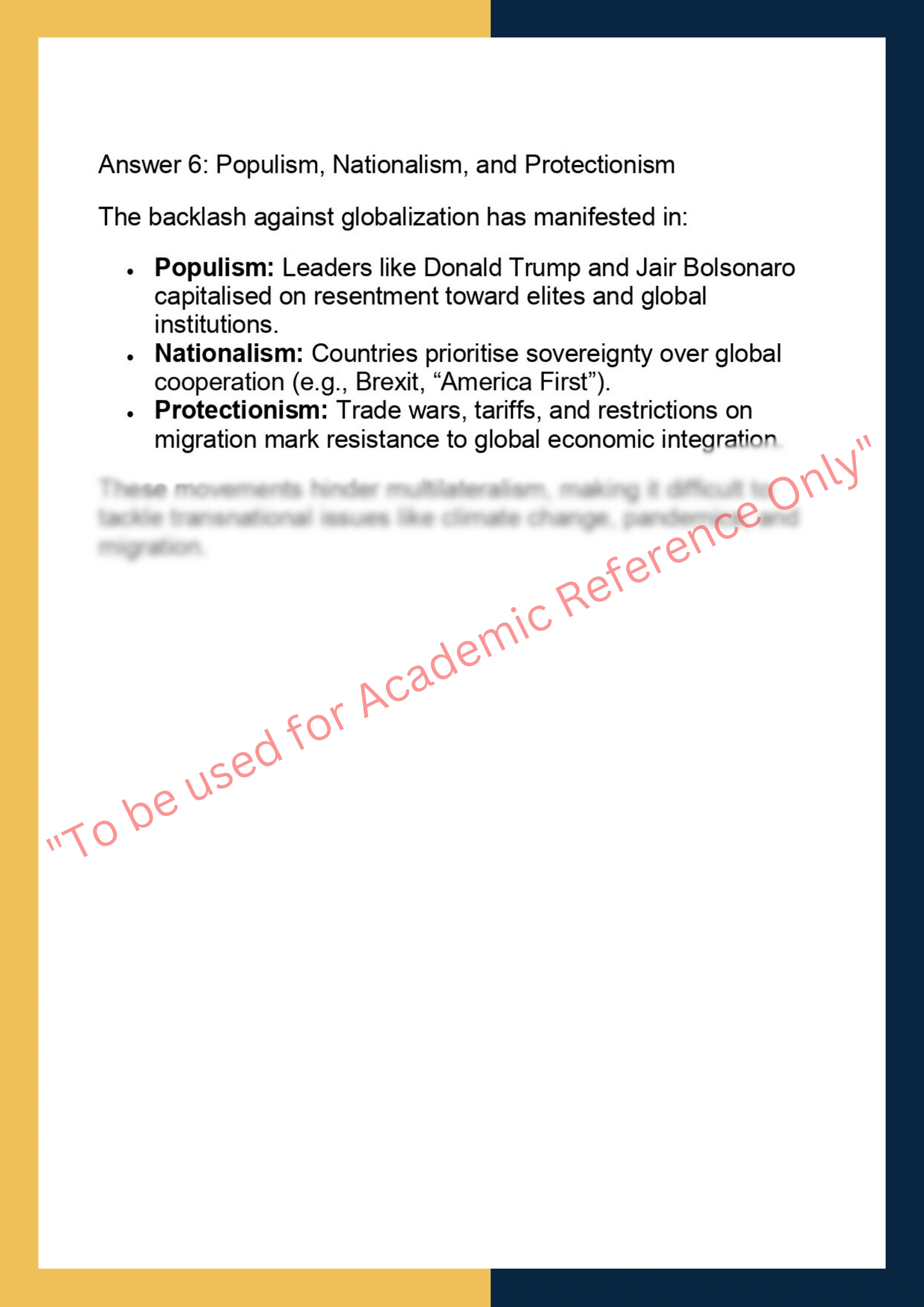 GLOB7009 – Globalization & International  Relations 5