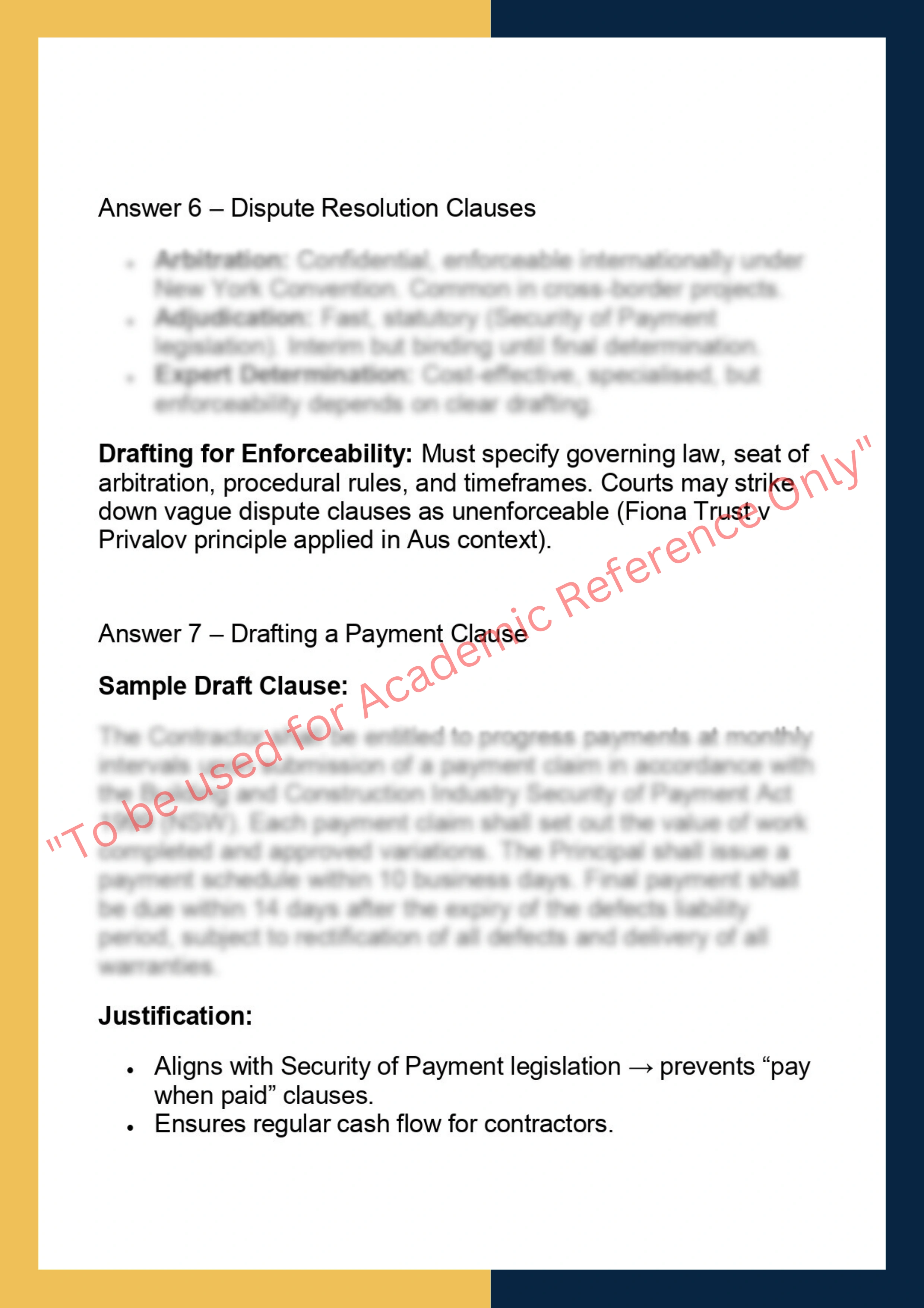 LAWS70270 – Construction Contract Analysis &  Drafting 5