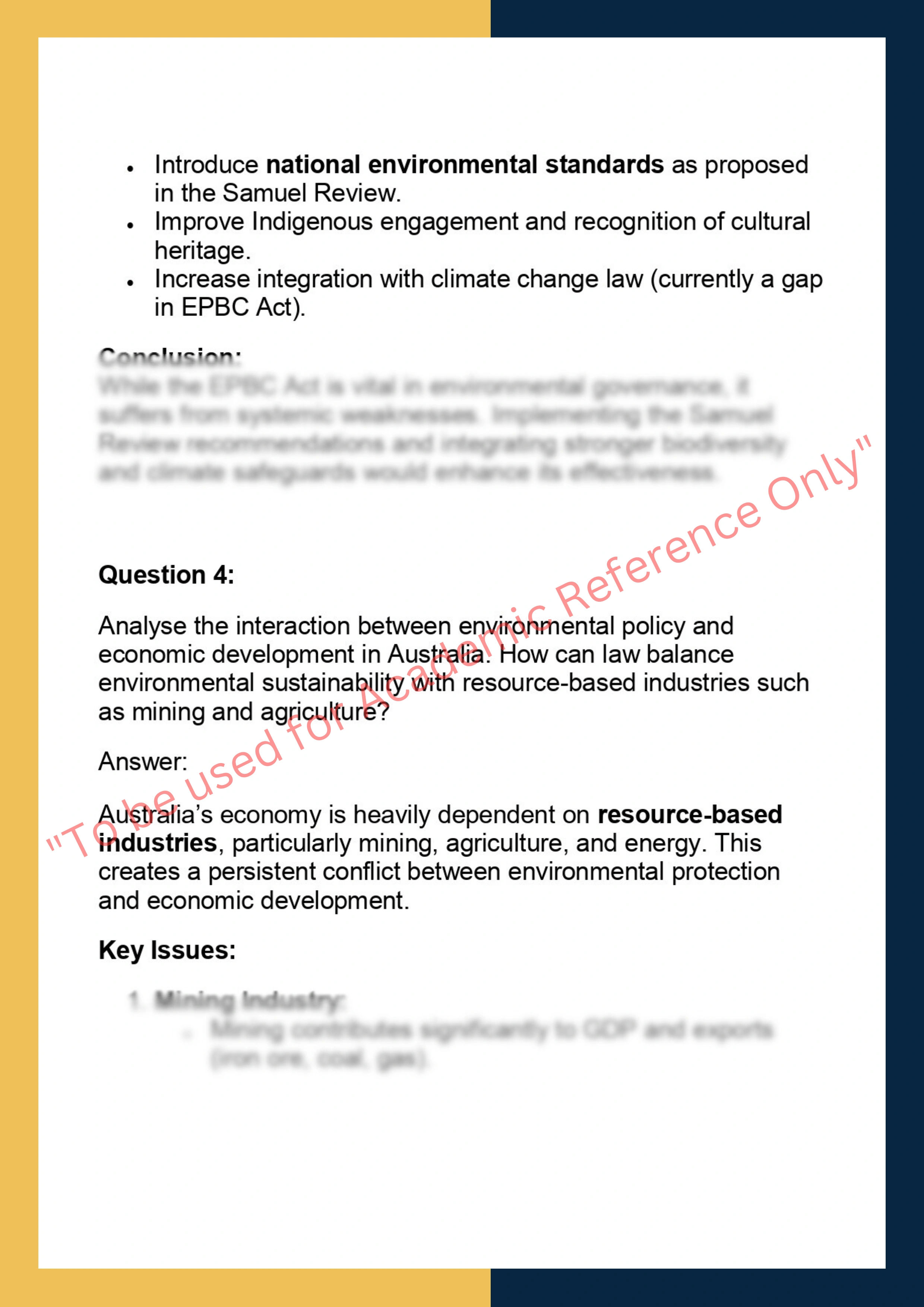 Sample Solution for– ENVS7011 Environmental Policy & Law 5