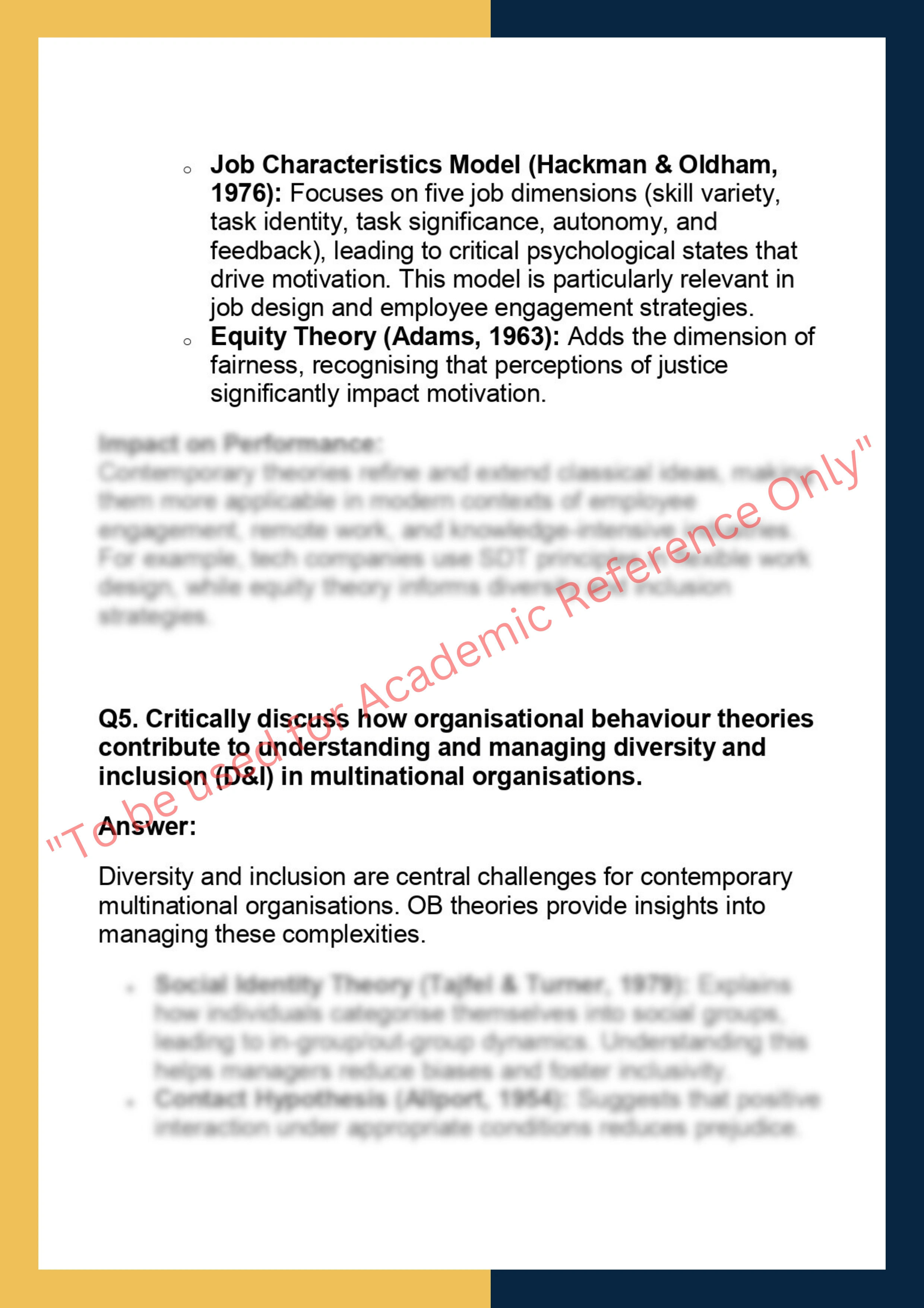 MGMT7201– Organisational Behaviour  Dissertation 5