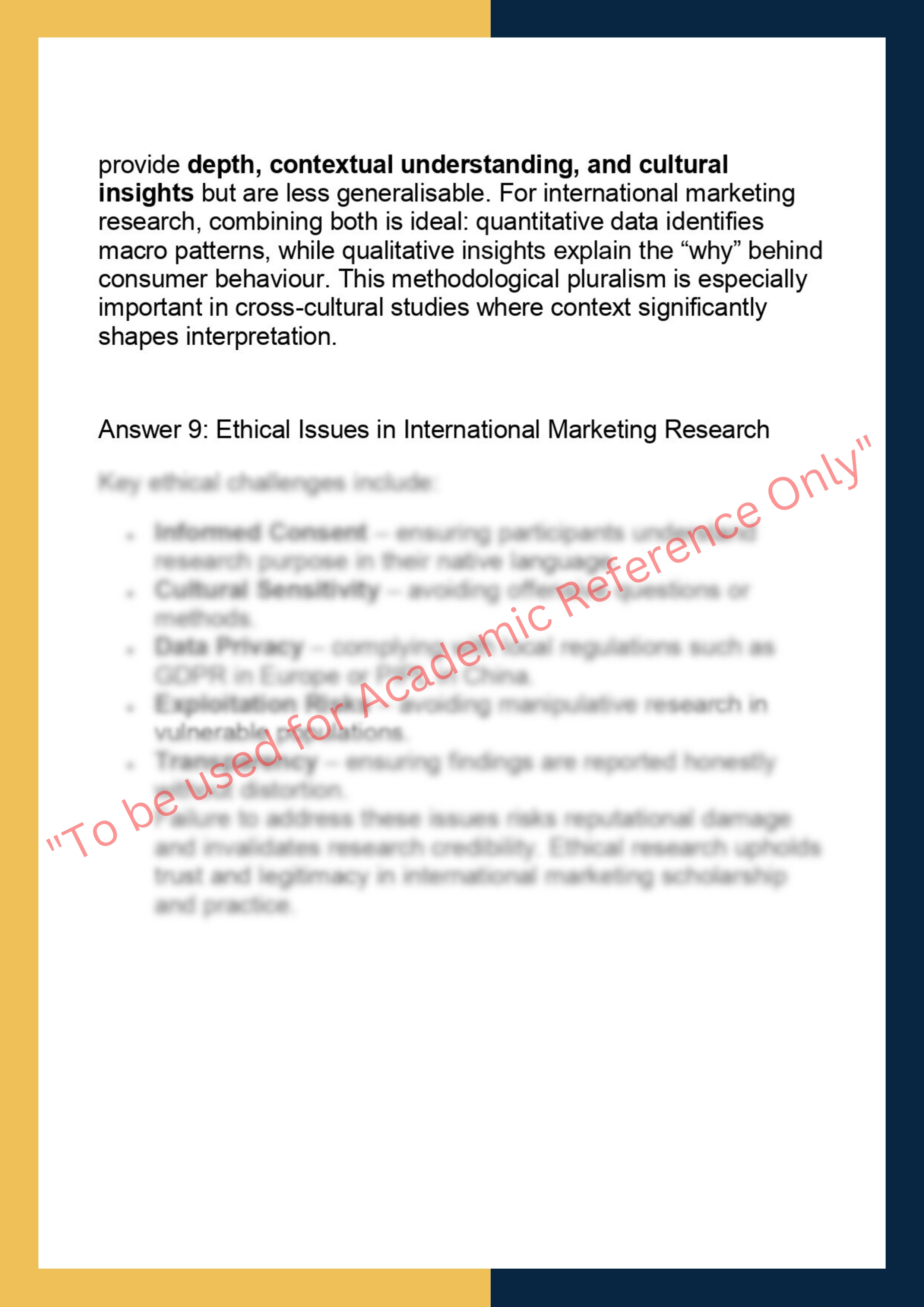 MKTG7012 International Marketing  Dissertation 5