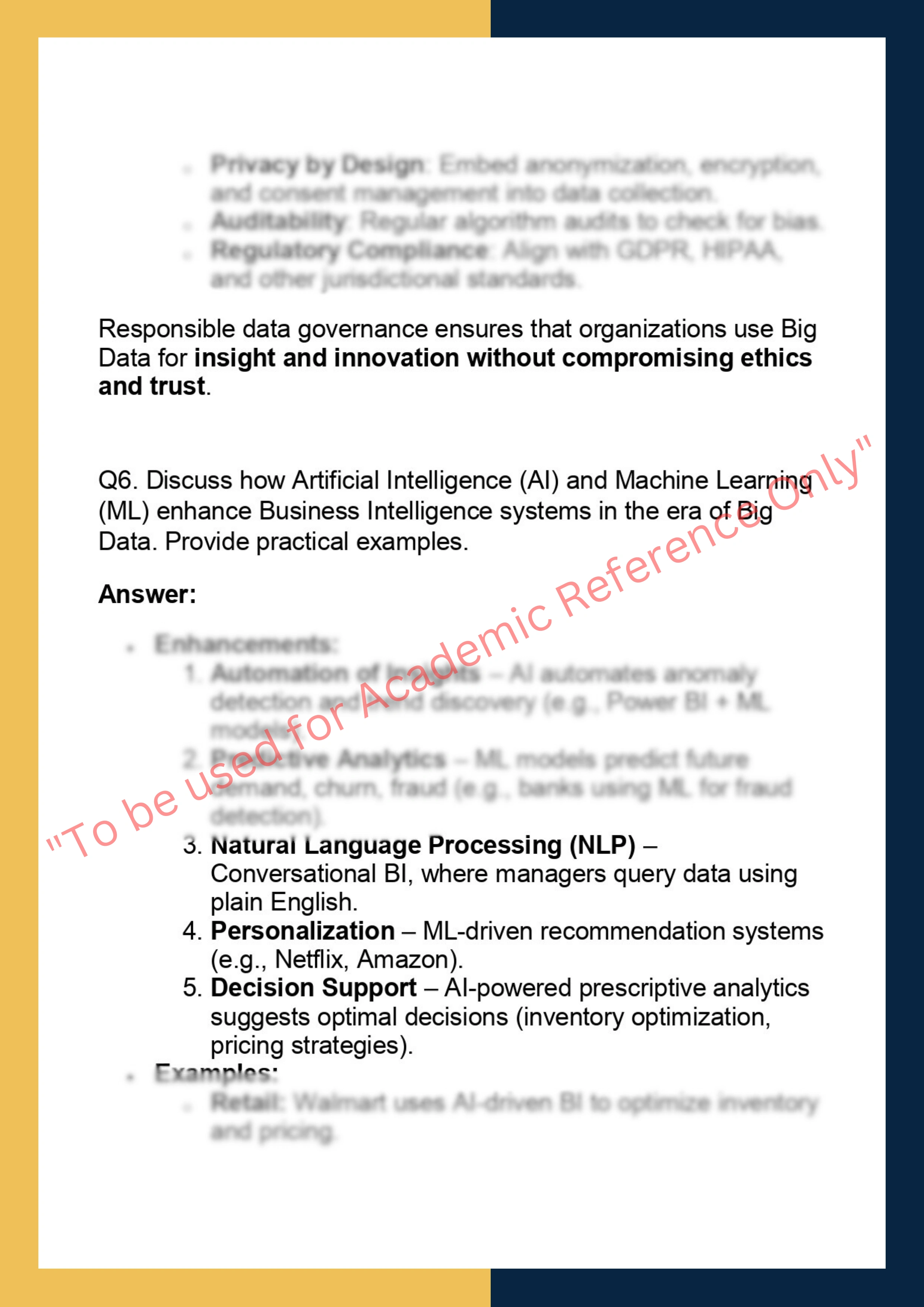 INFS7310 – Business Intelligence & Big Data 5