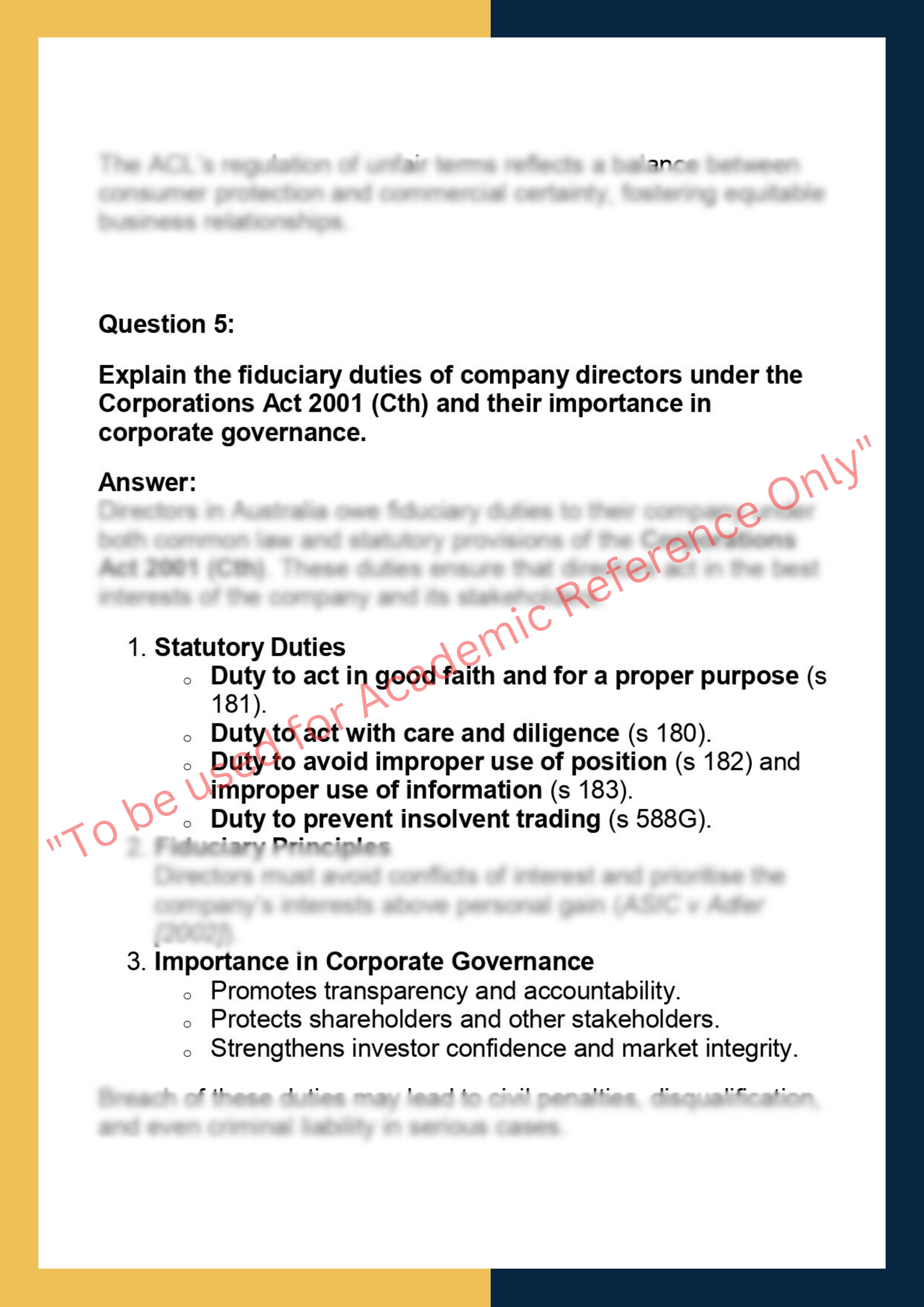 LAW201 – Business Law Assignment 5