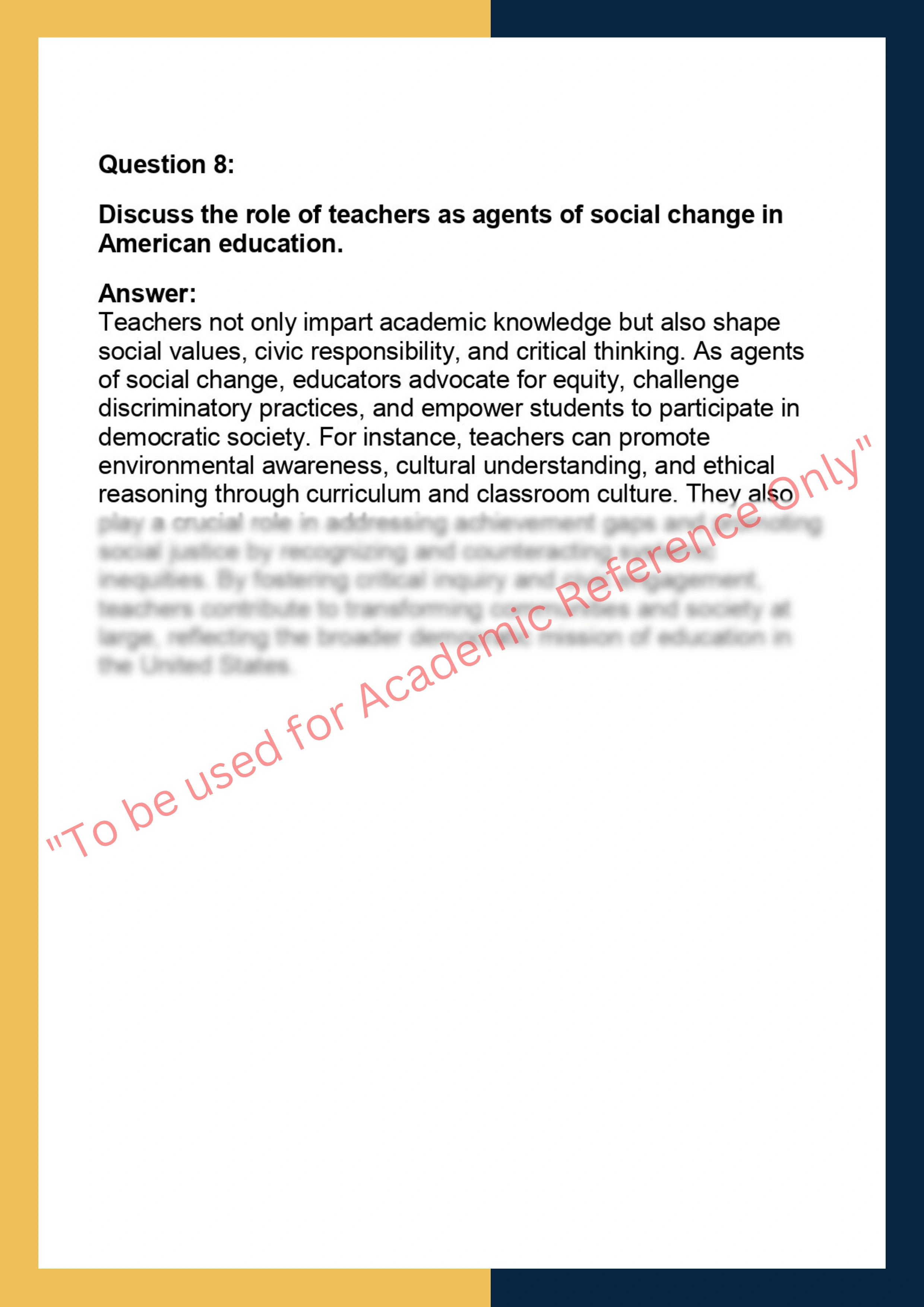 EDU101 – Foundations of Education  assignments 5