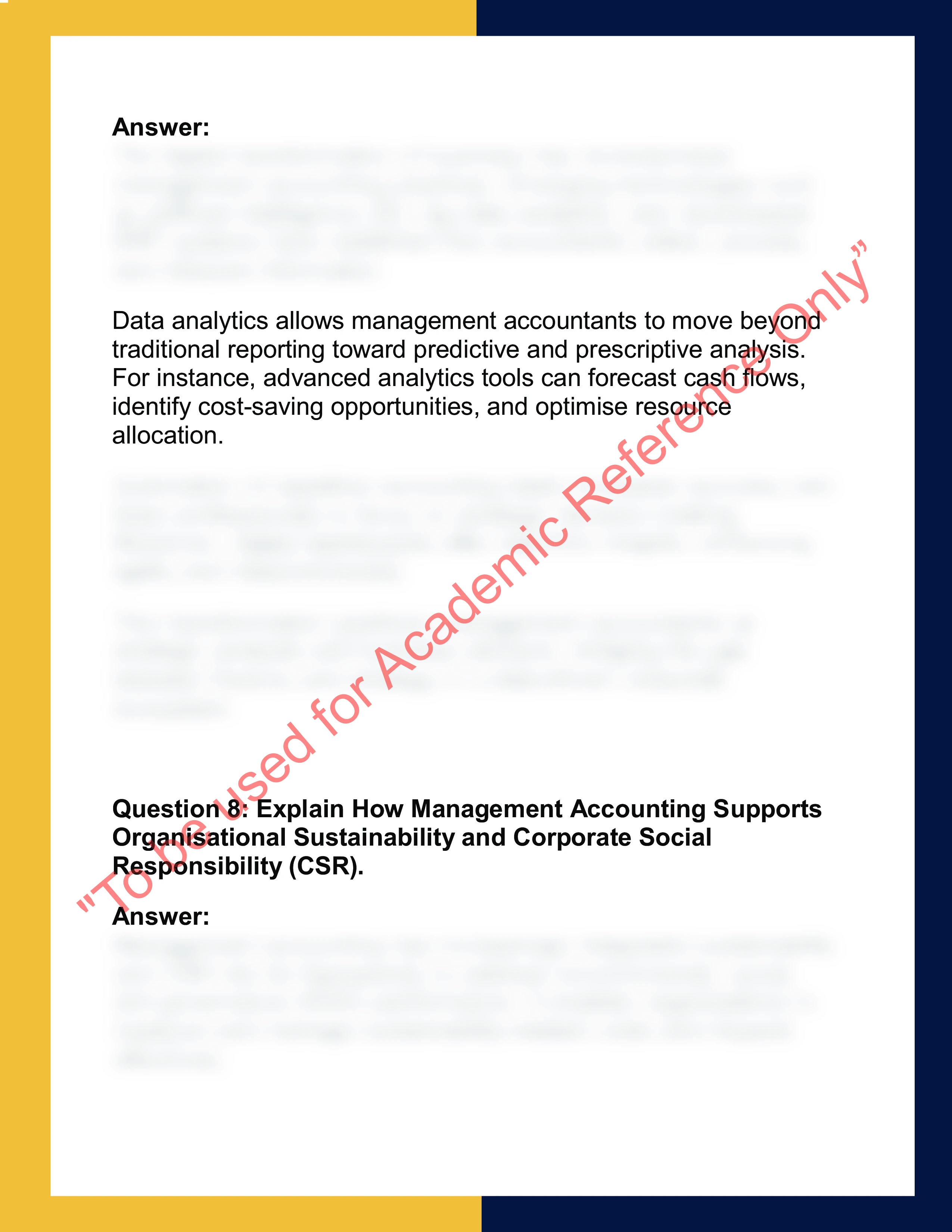 ACC201 – Management Accounting  Report 5
