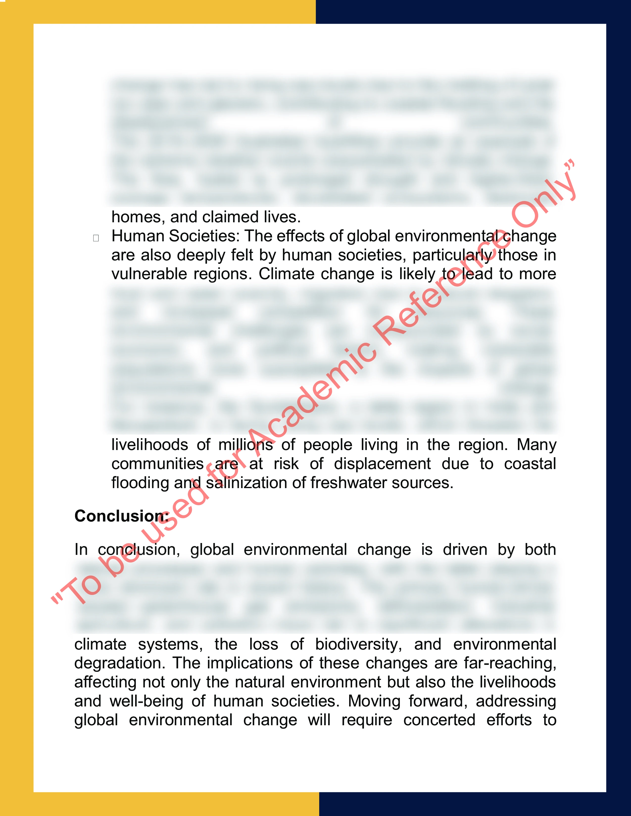 Assignment sample solution of GEOG2004 - Global Environmental Change 5