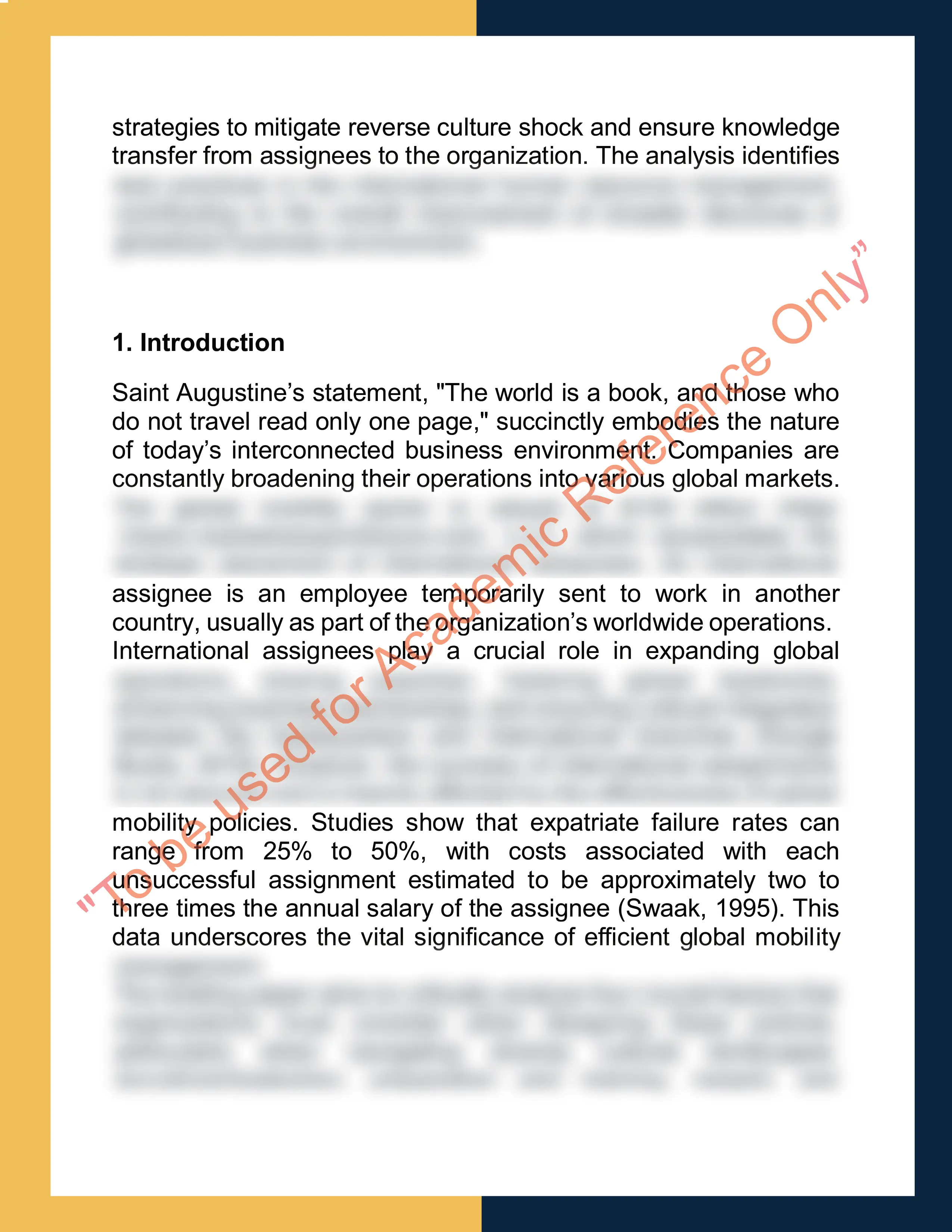 Assignment sample solution of 7HURM008W - Strategic Global Mobility 1