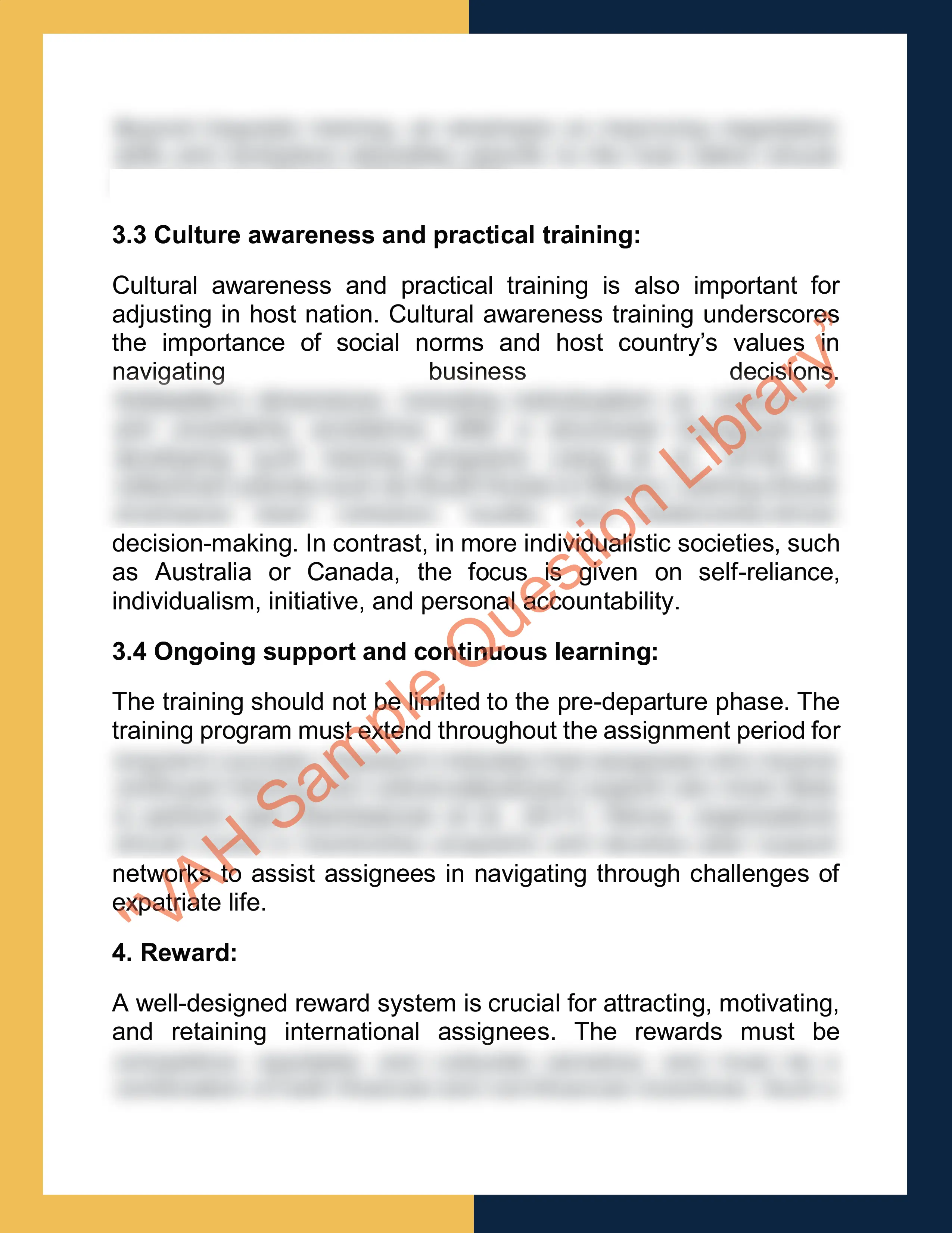 Assignment sample solution of 7HURM008W - Strategic Global Mobility 6