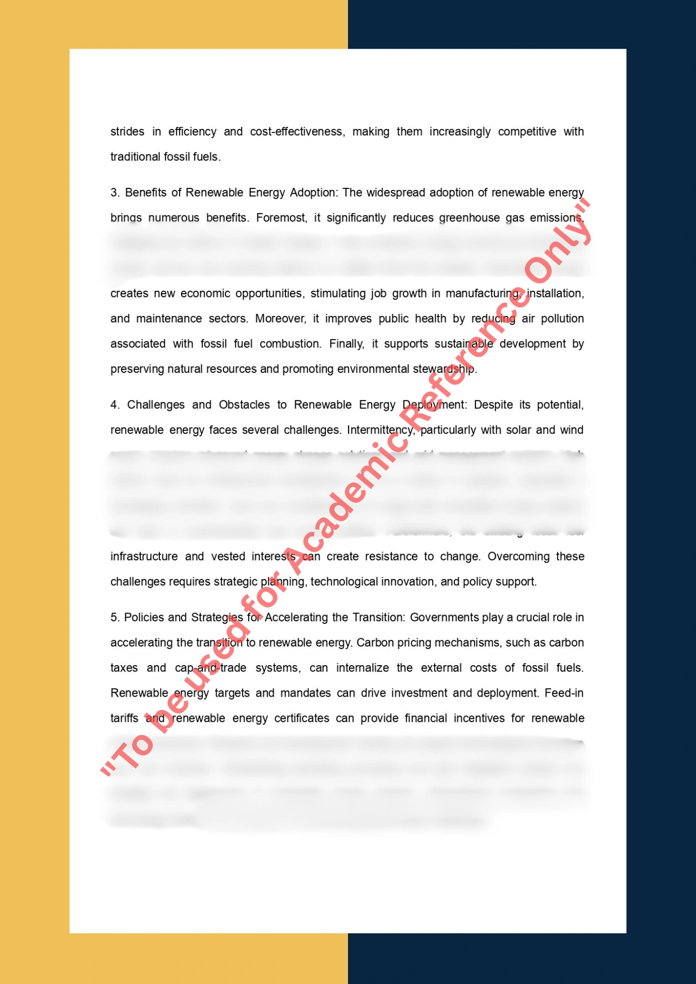 Essay Writing Sample solution on Topics - The Role of Renewable Energy in Combating Climate Change 2
