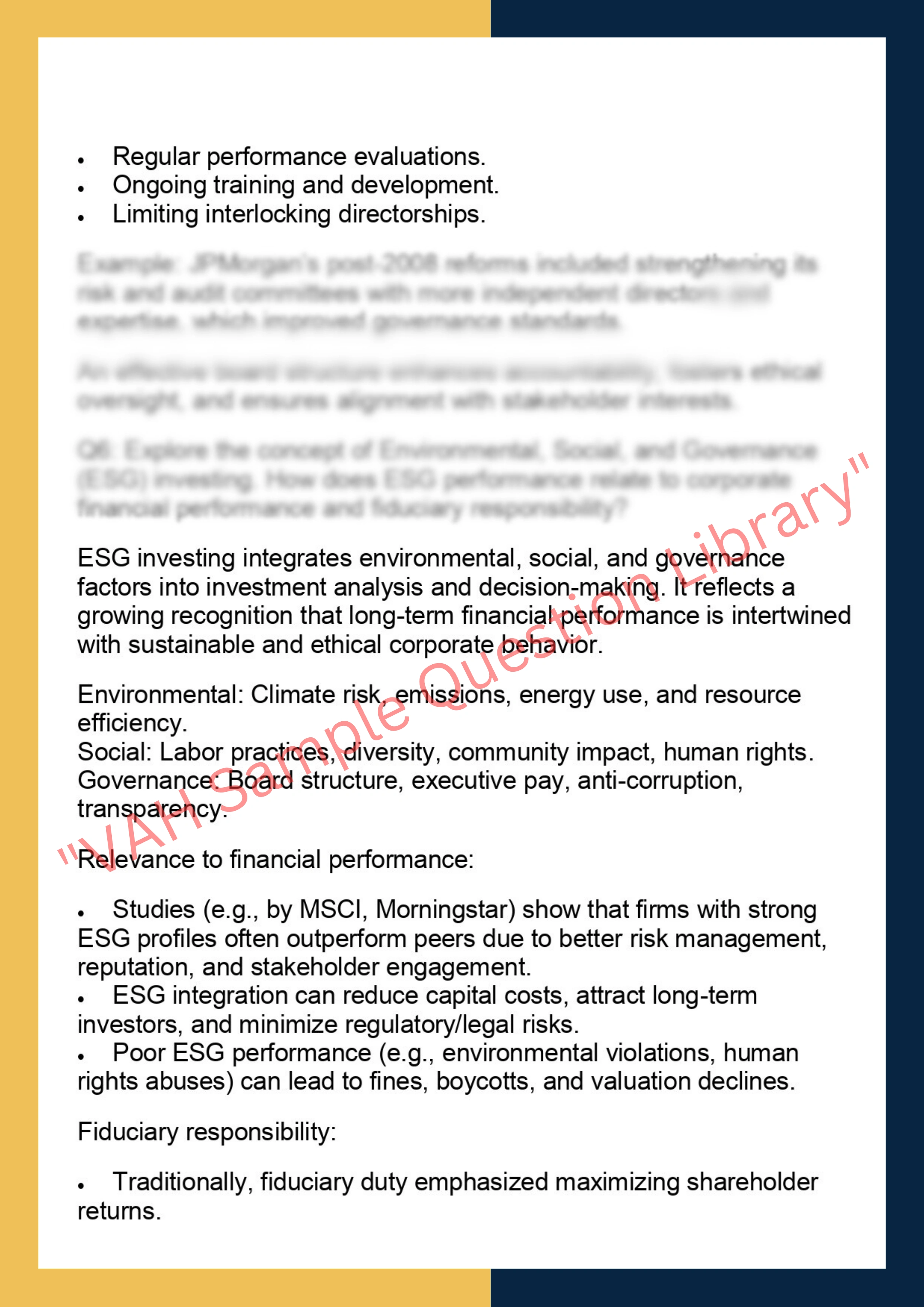 FINC6013 – Corporate Governance & Ethics in  Finance 6