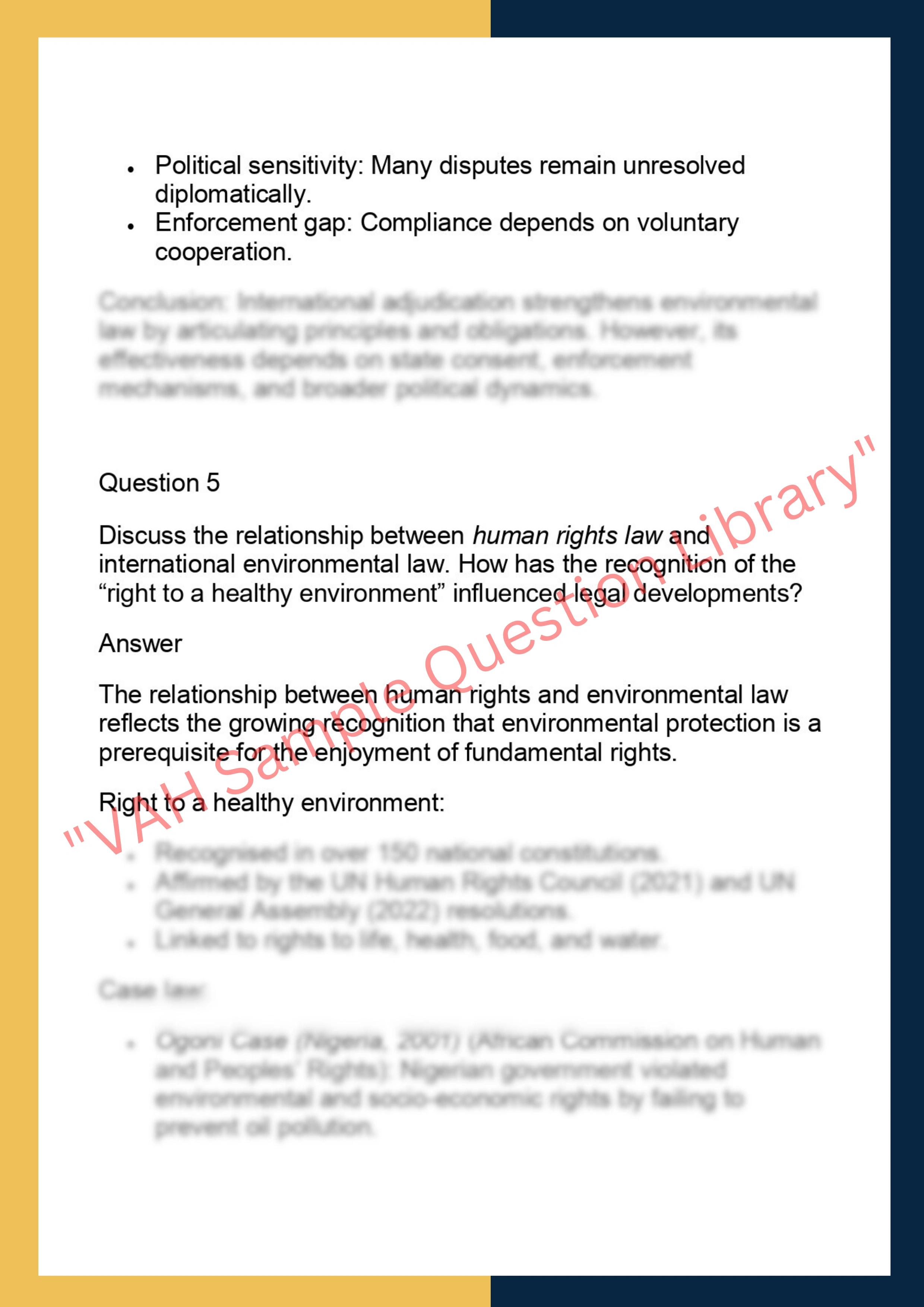 LAWS6061 – International Environmental Law 6