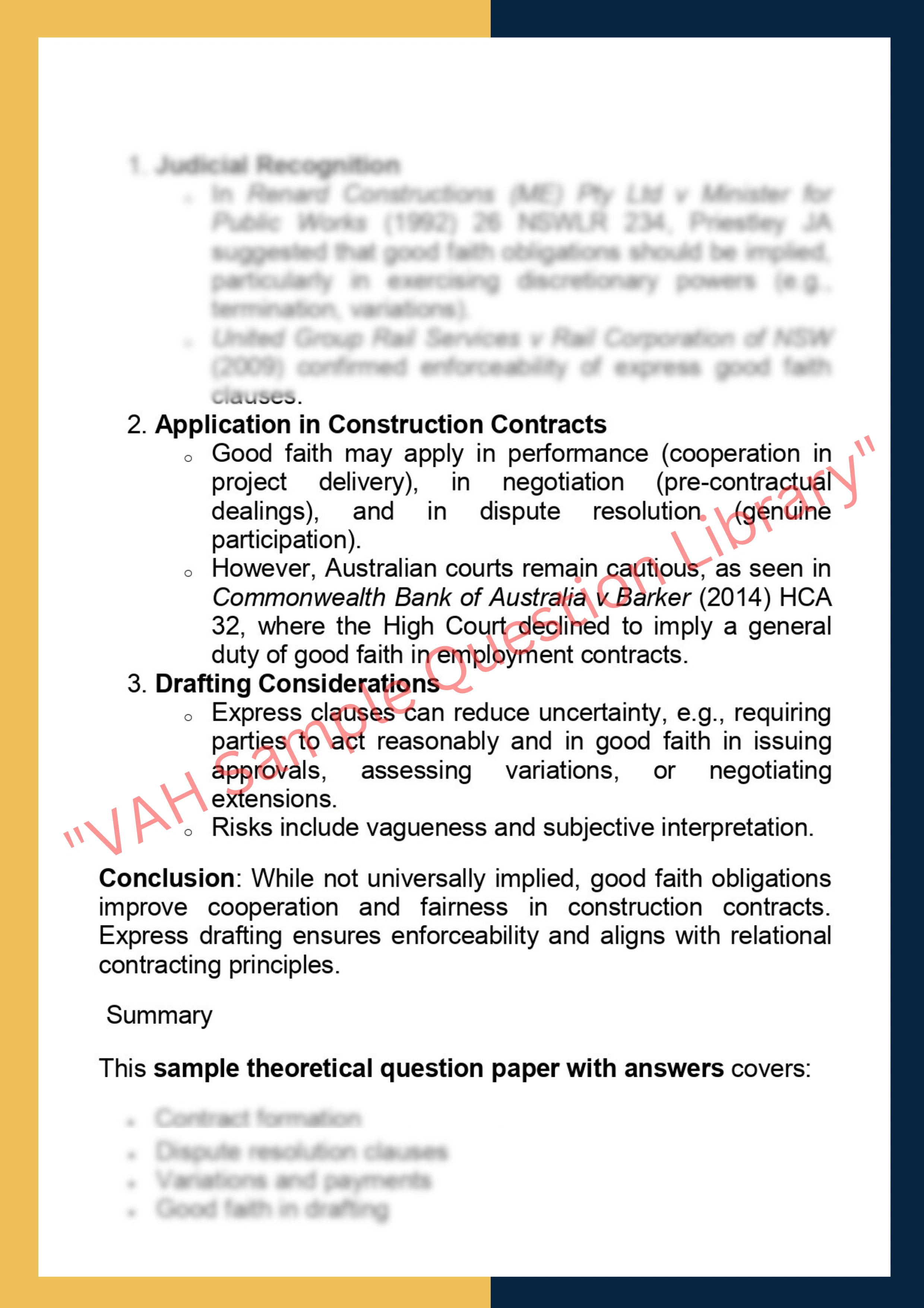 LAWS70270- Construction Contract Analysis,  Drafting 6