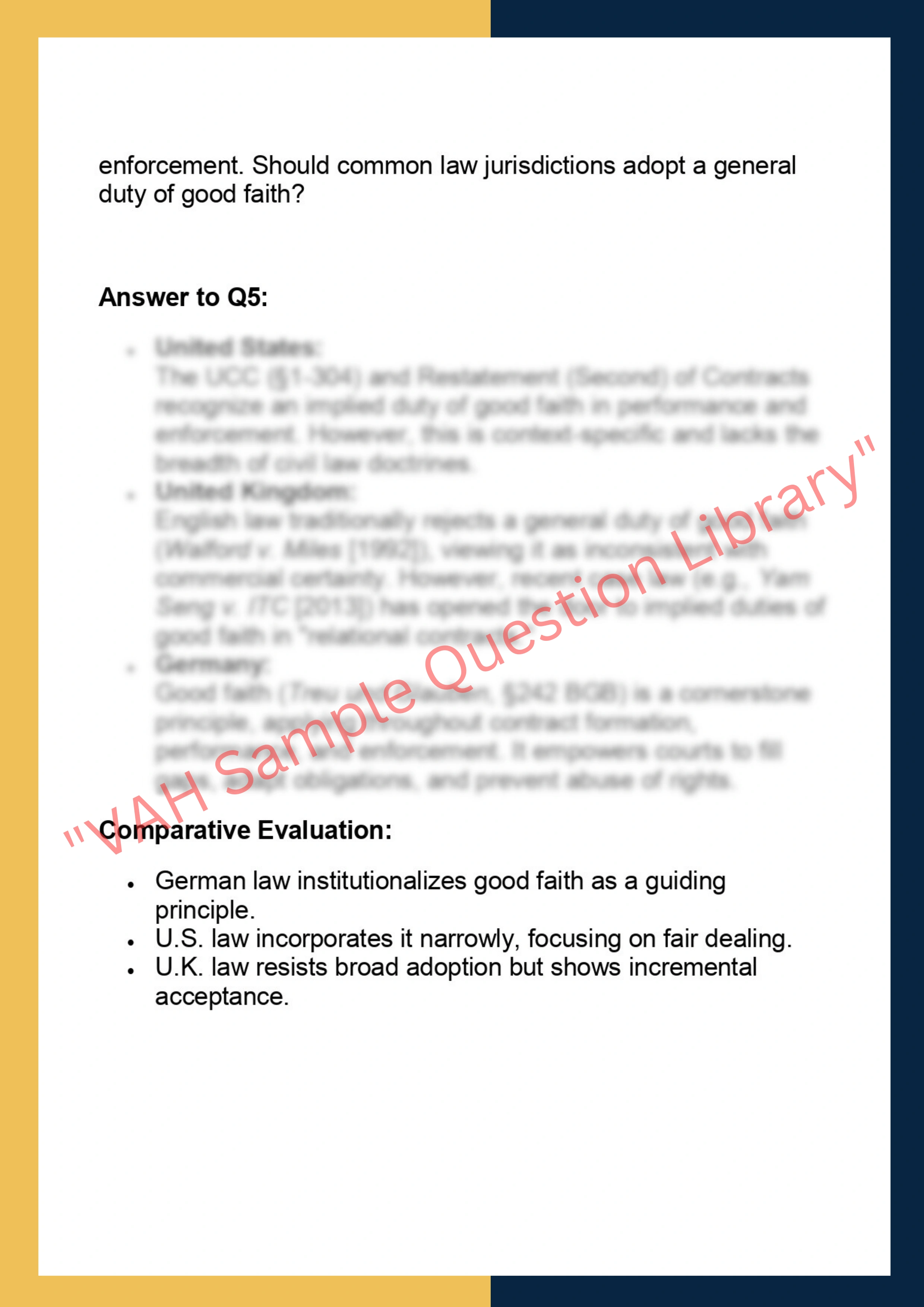 SOLM024 – Comparative Contract Law 6
