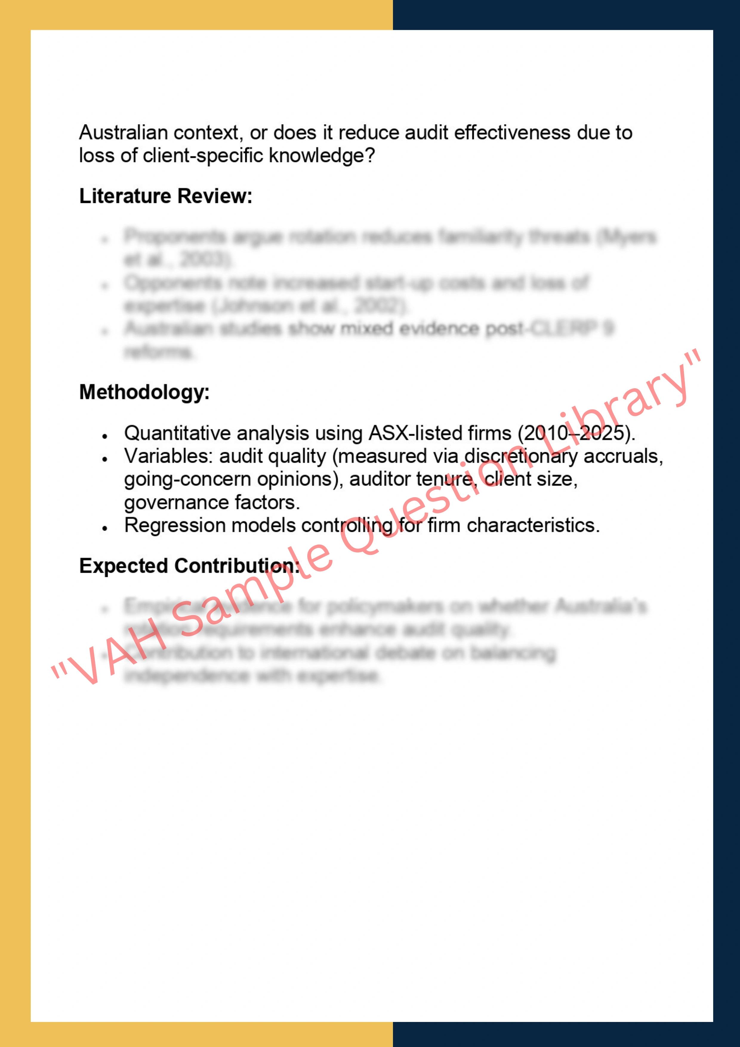 ACCT7202 – Auditing & Assurance Research 6