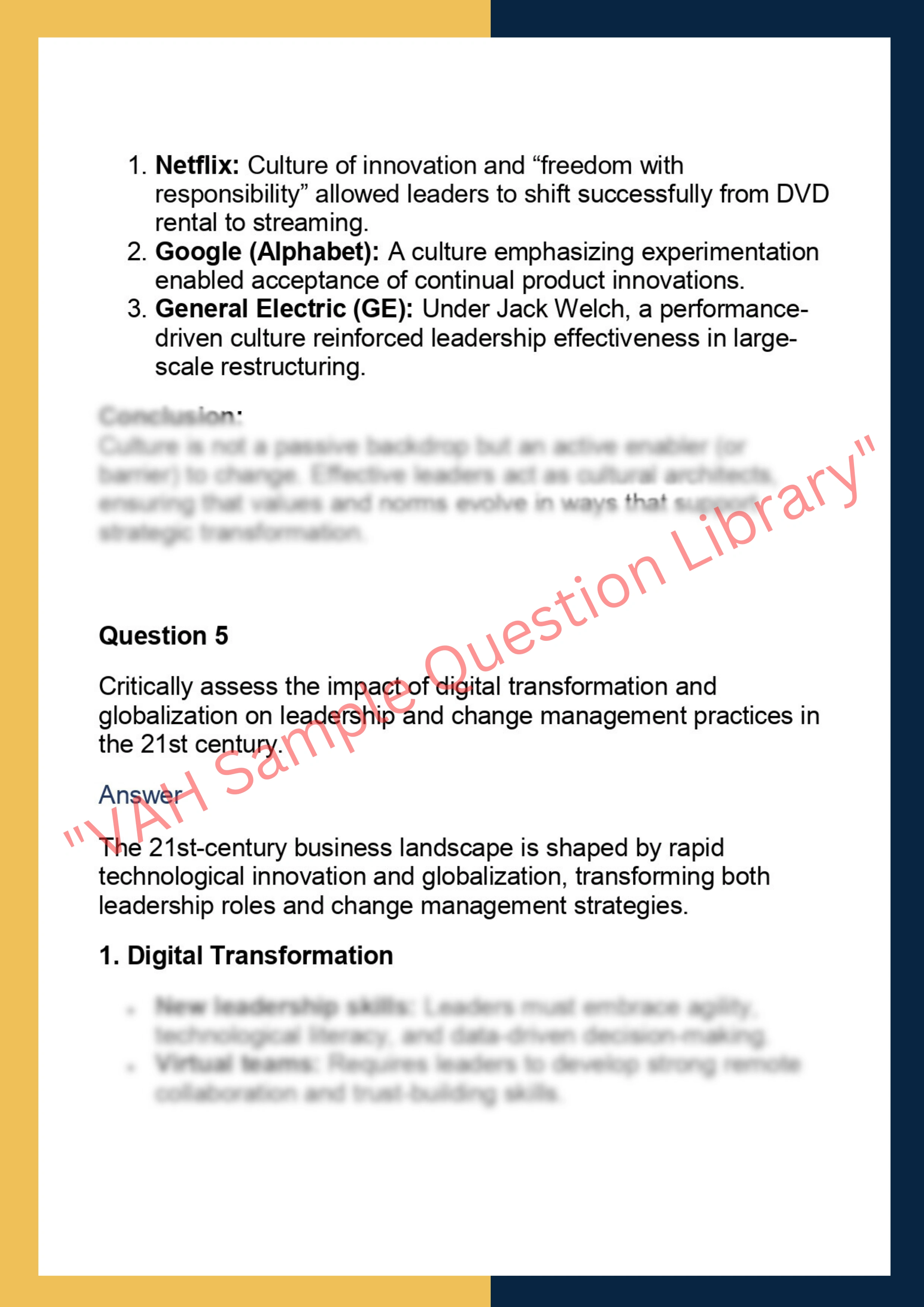 MGMT7320 –  Leadership and Change  Management 6