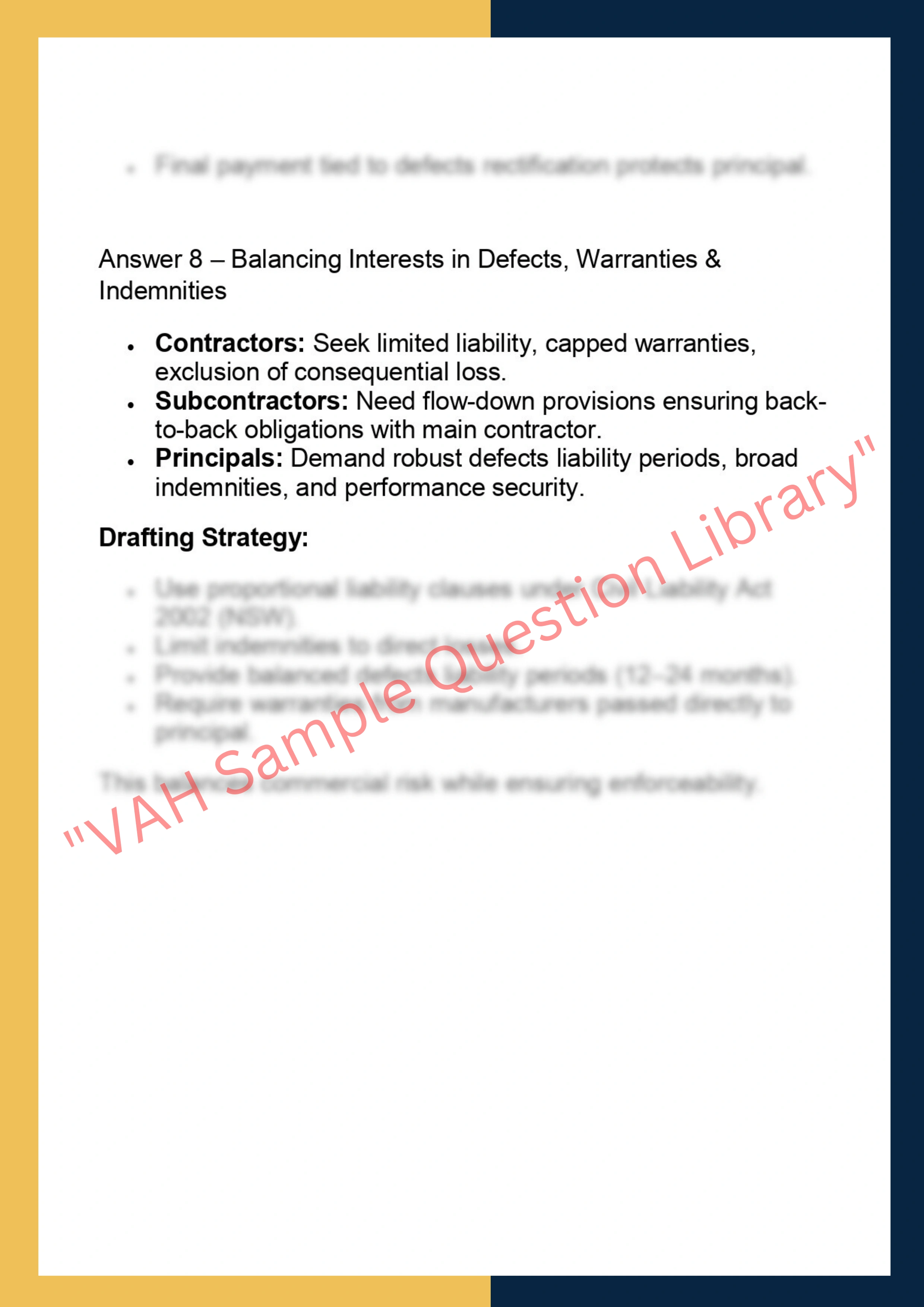 LAWS70270 – Construction Contract Analysis &  Drafting 6