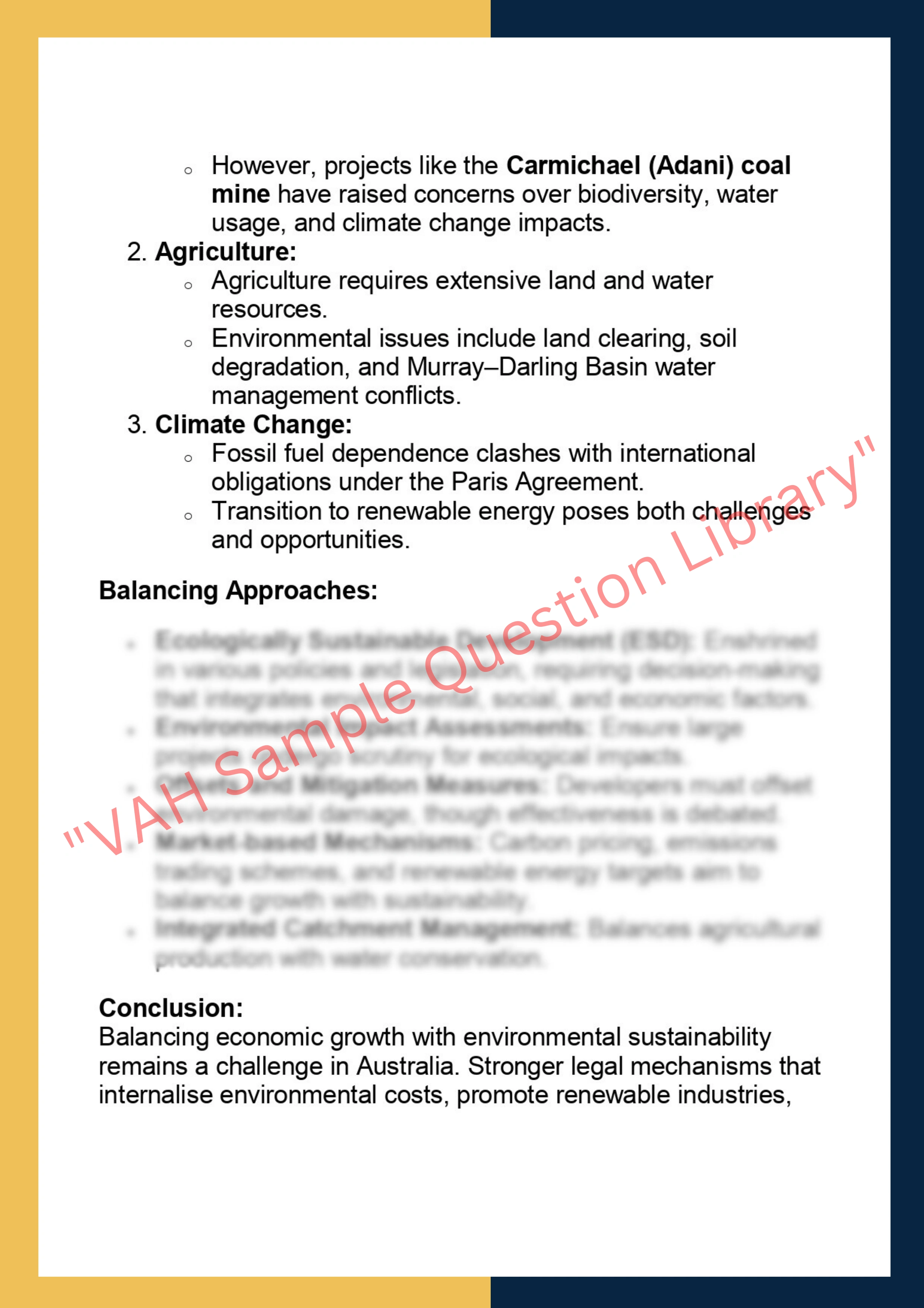 Sample Solution for– ENVS7011 Environmental Policy & Law 6