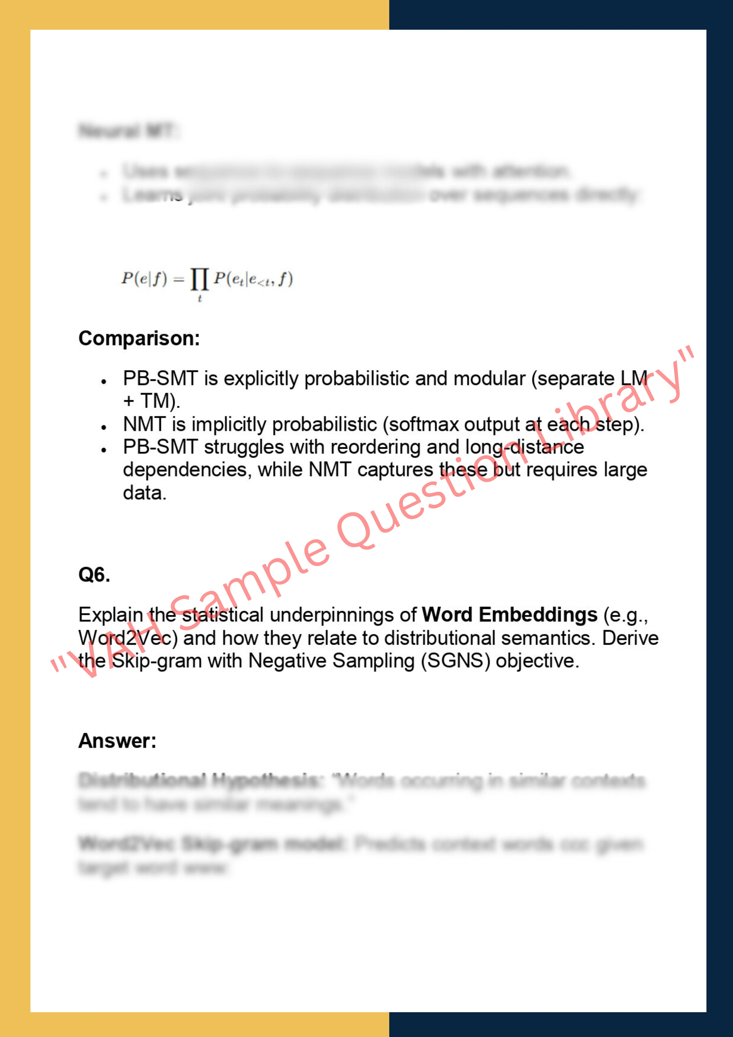 COMP0087 – Statistical Natural Language  Processing 6