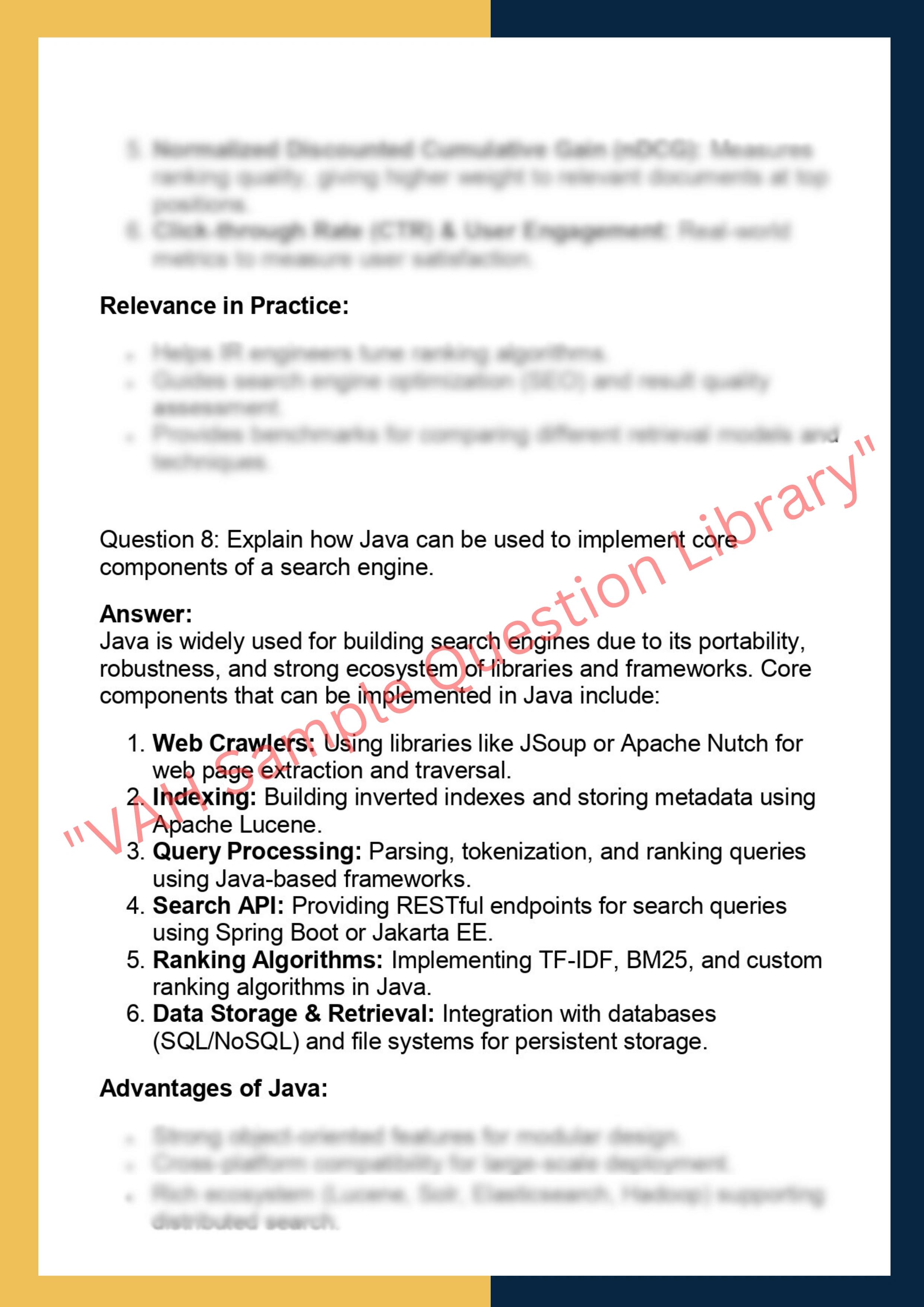 IRJ639 – Information Retrieval & Search  Engines in Java 6