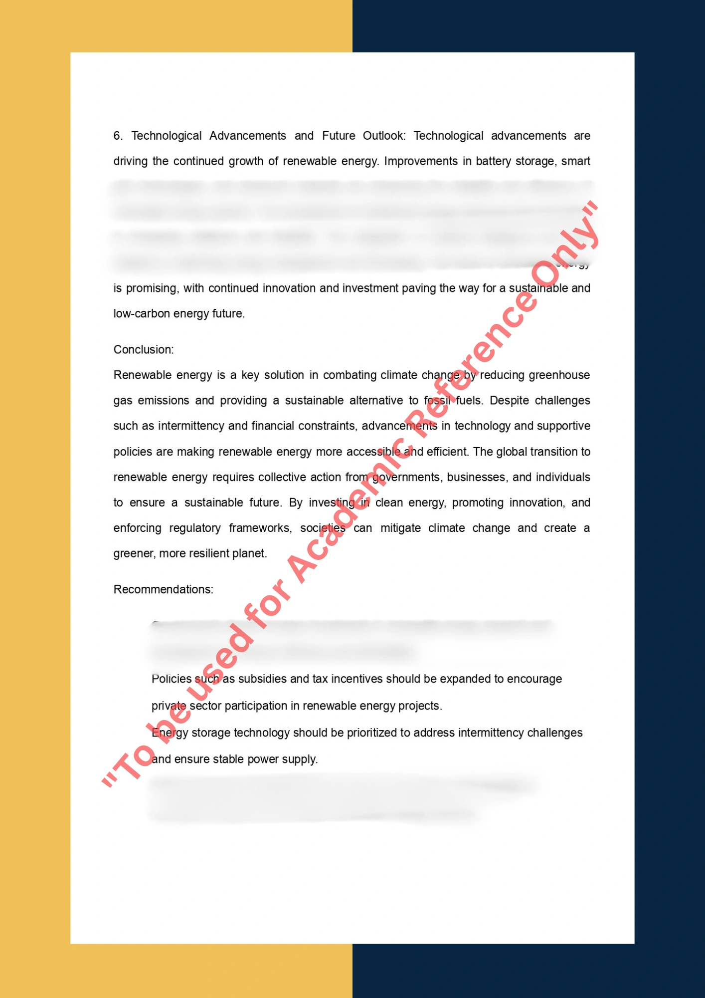 Essay Writing Sample solution on Topics - The Role of Renewable Energy in Combating Climate Change 3