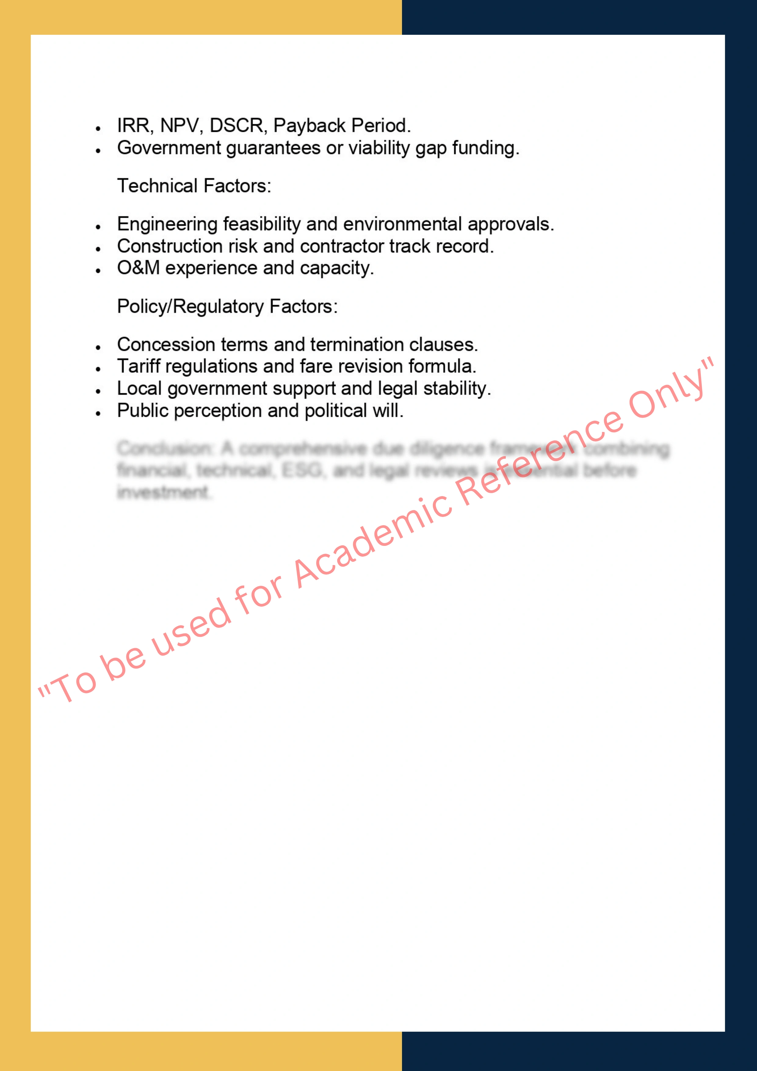 FINC6018 – Project Finance & Infrastructure  Investment 7