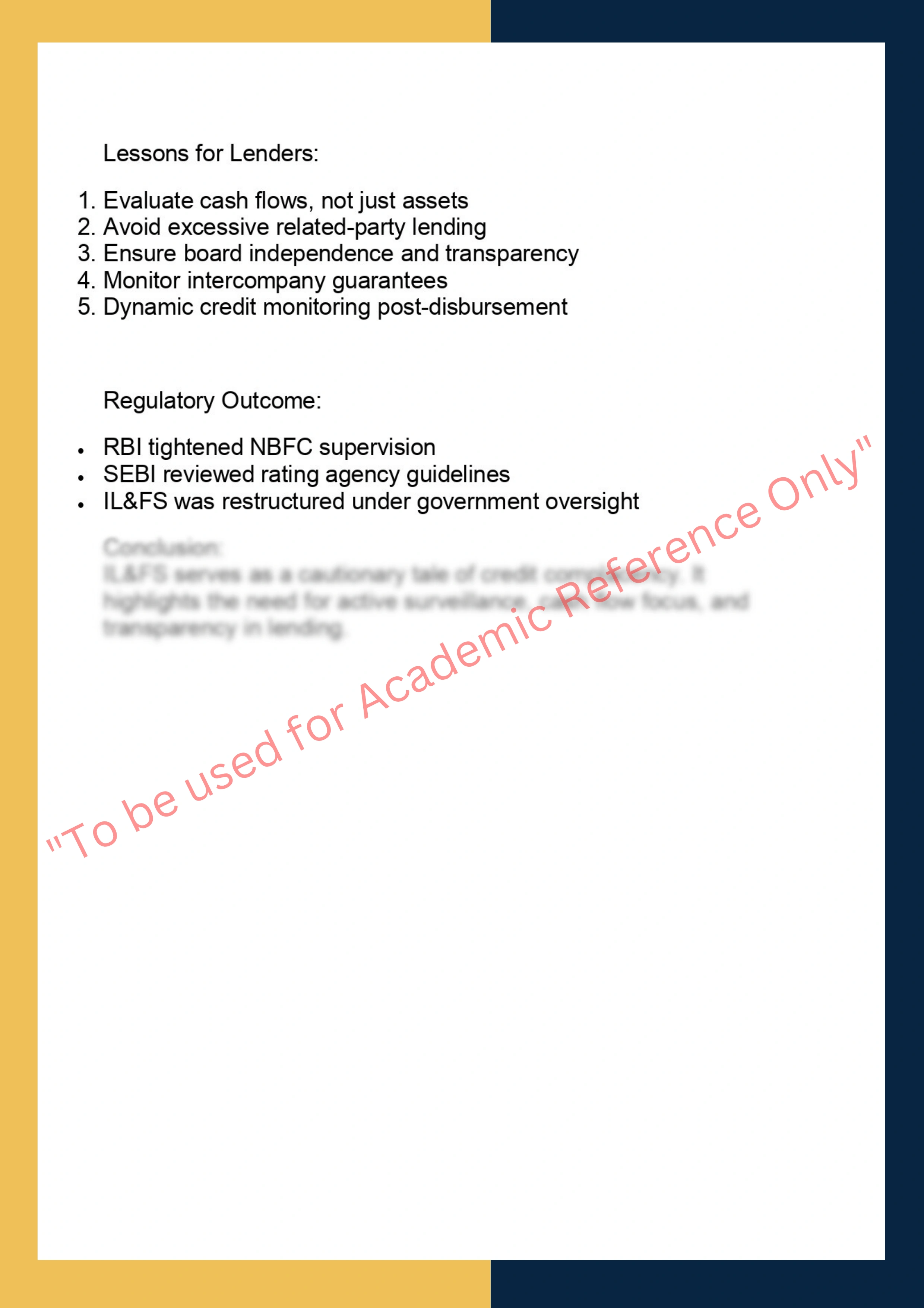 FINC6034 – Credit Risk Analysis and Lending  Decisions 7