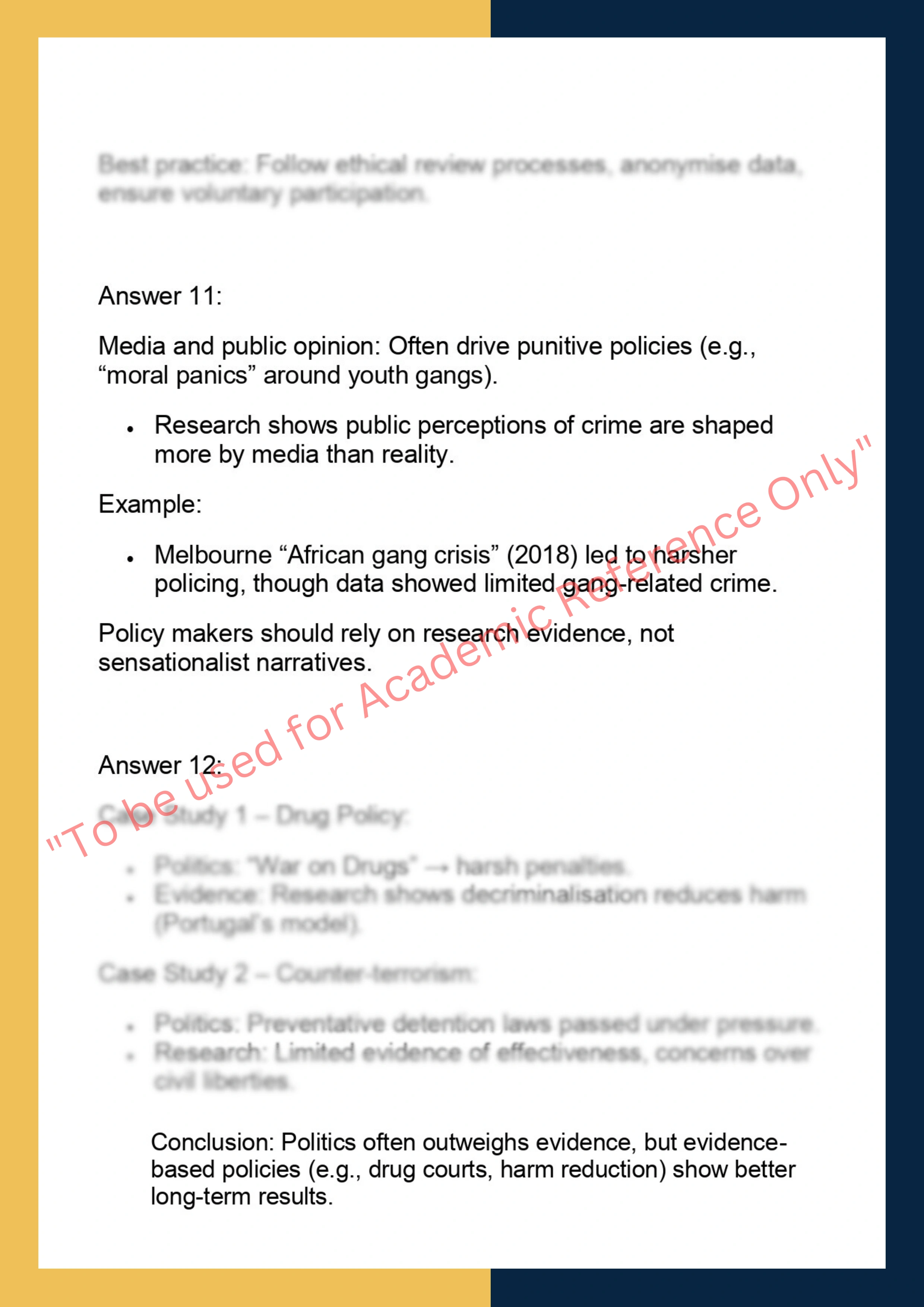 LAWS6032– Crime Research and Policy 7