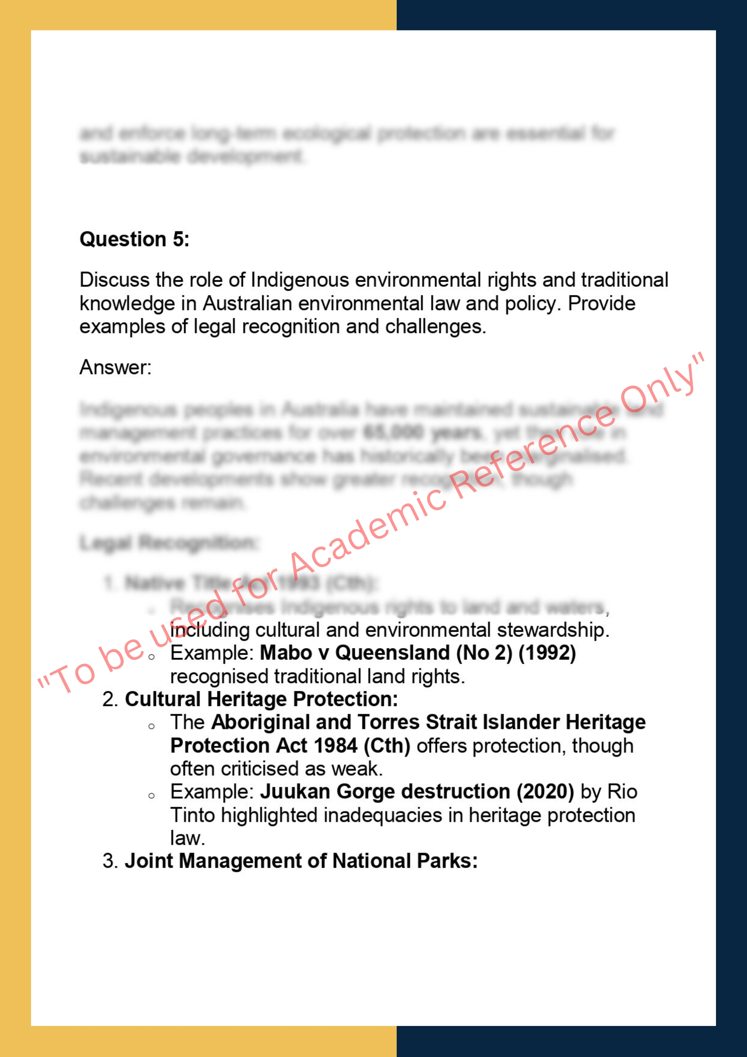 Sample Solution for– ENVS7011 Environmental Policy & Law 7