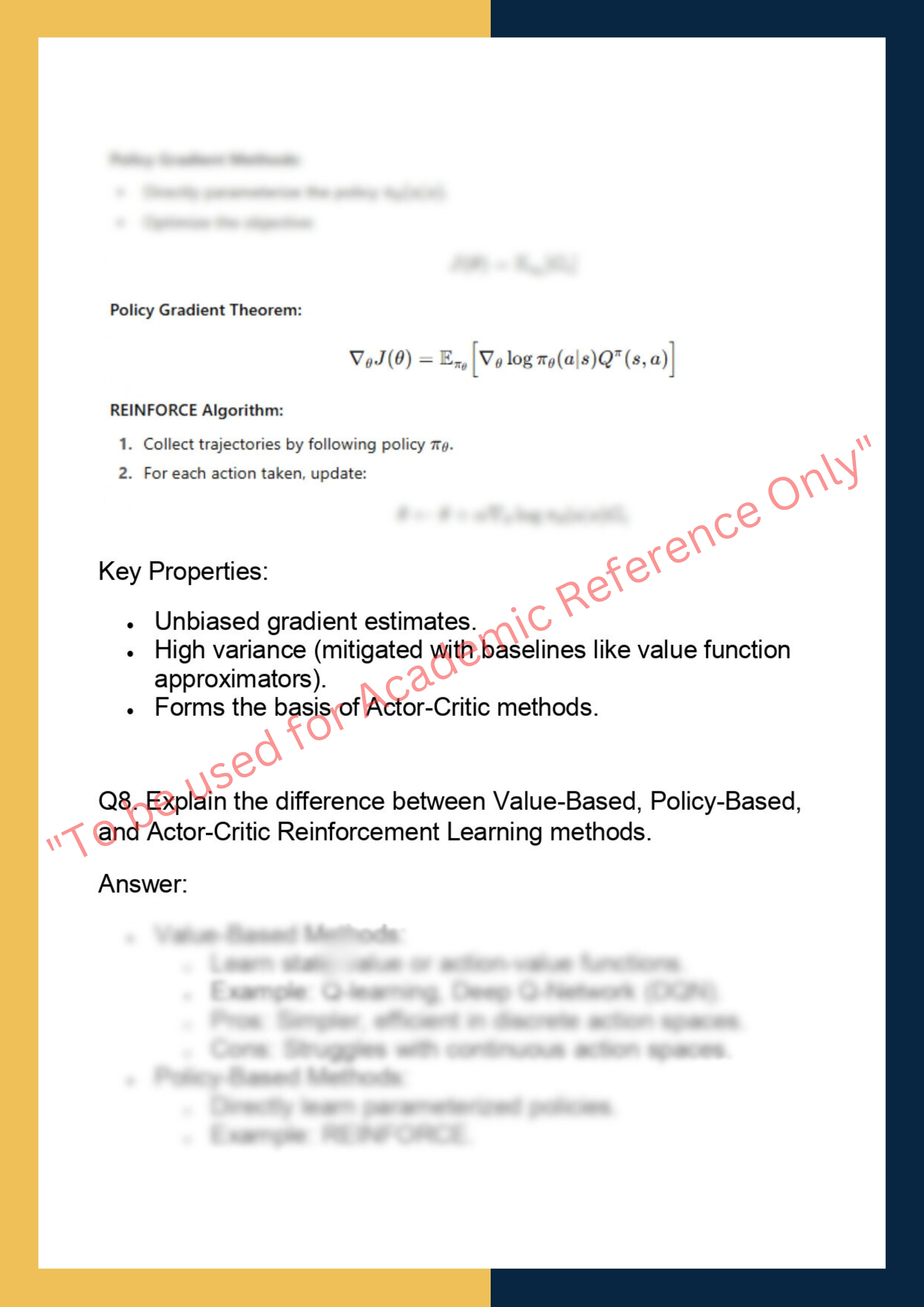 COMP4630 –  Reinforcement Learning 7