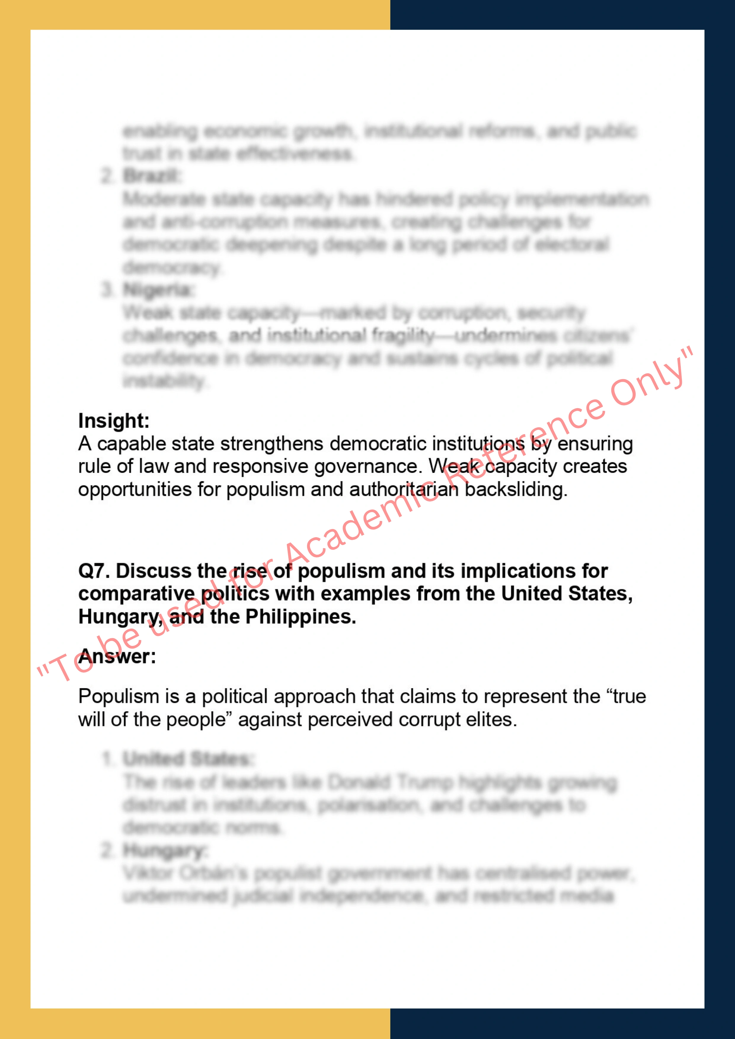 POL201 –  Comparative Politics 7