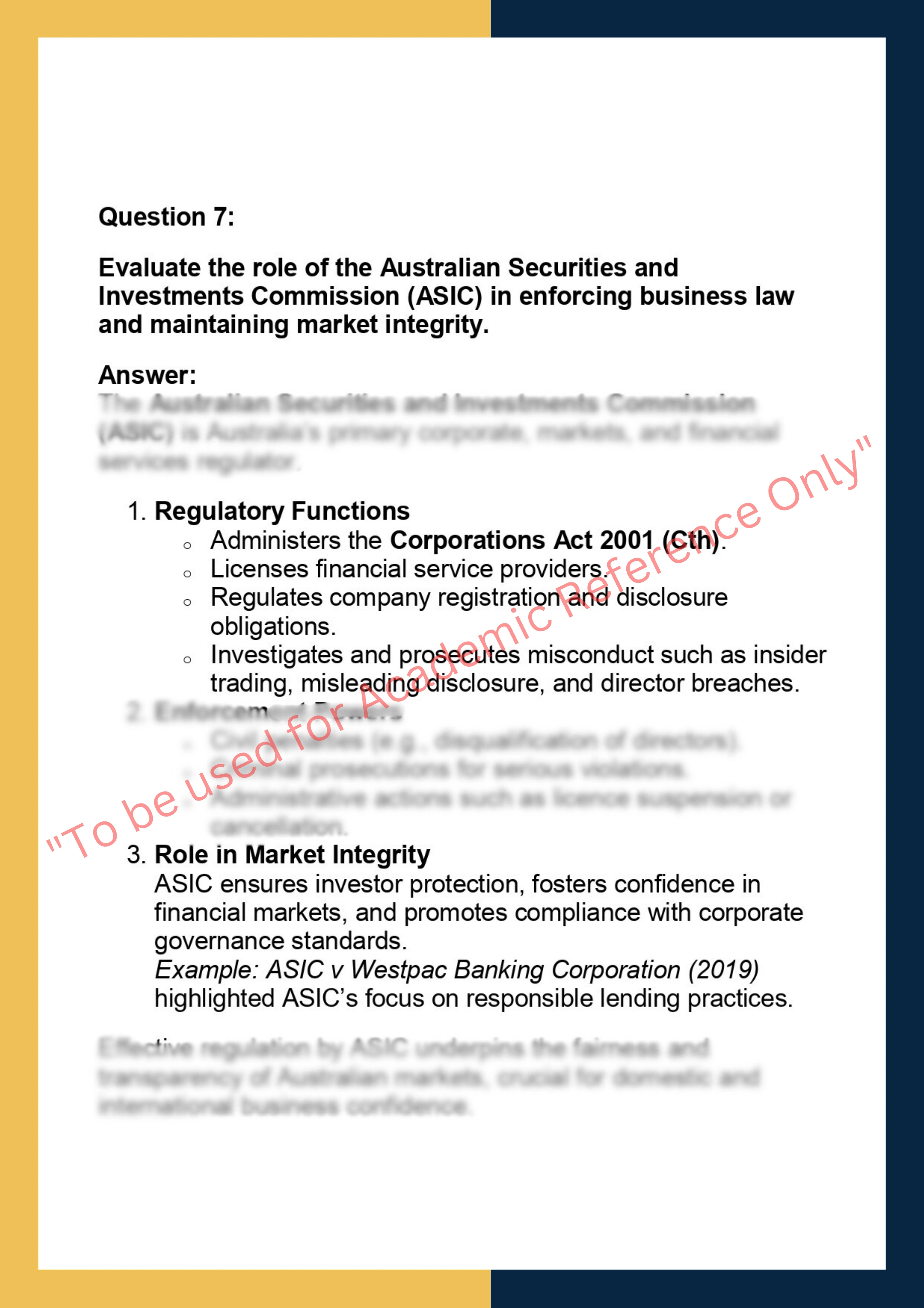 LAW201 – Business Law Assignment 7