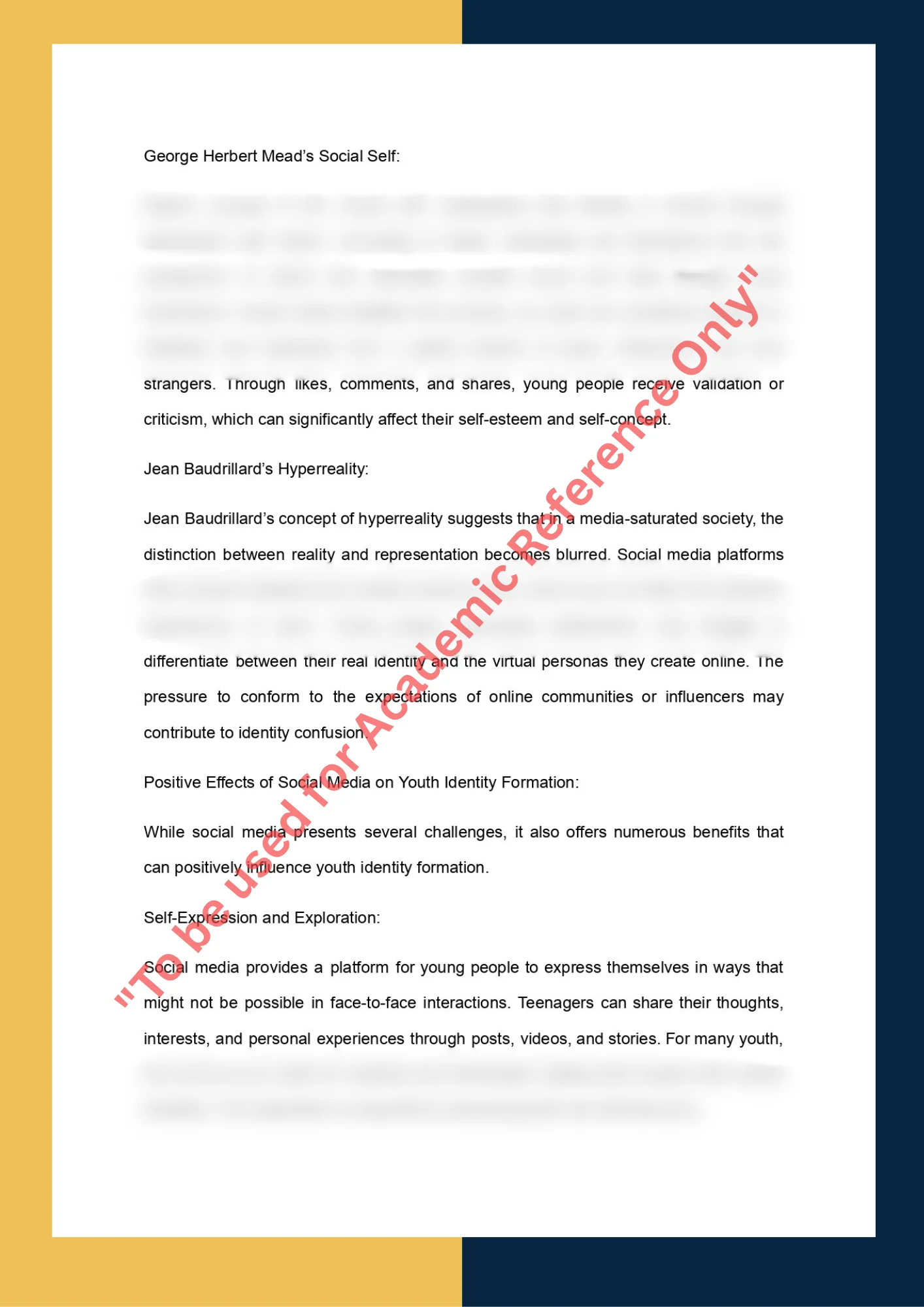 Essay Writing Sample solution for SOC303 -  The Impact of Social Media on Youth Identity Formation 2