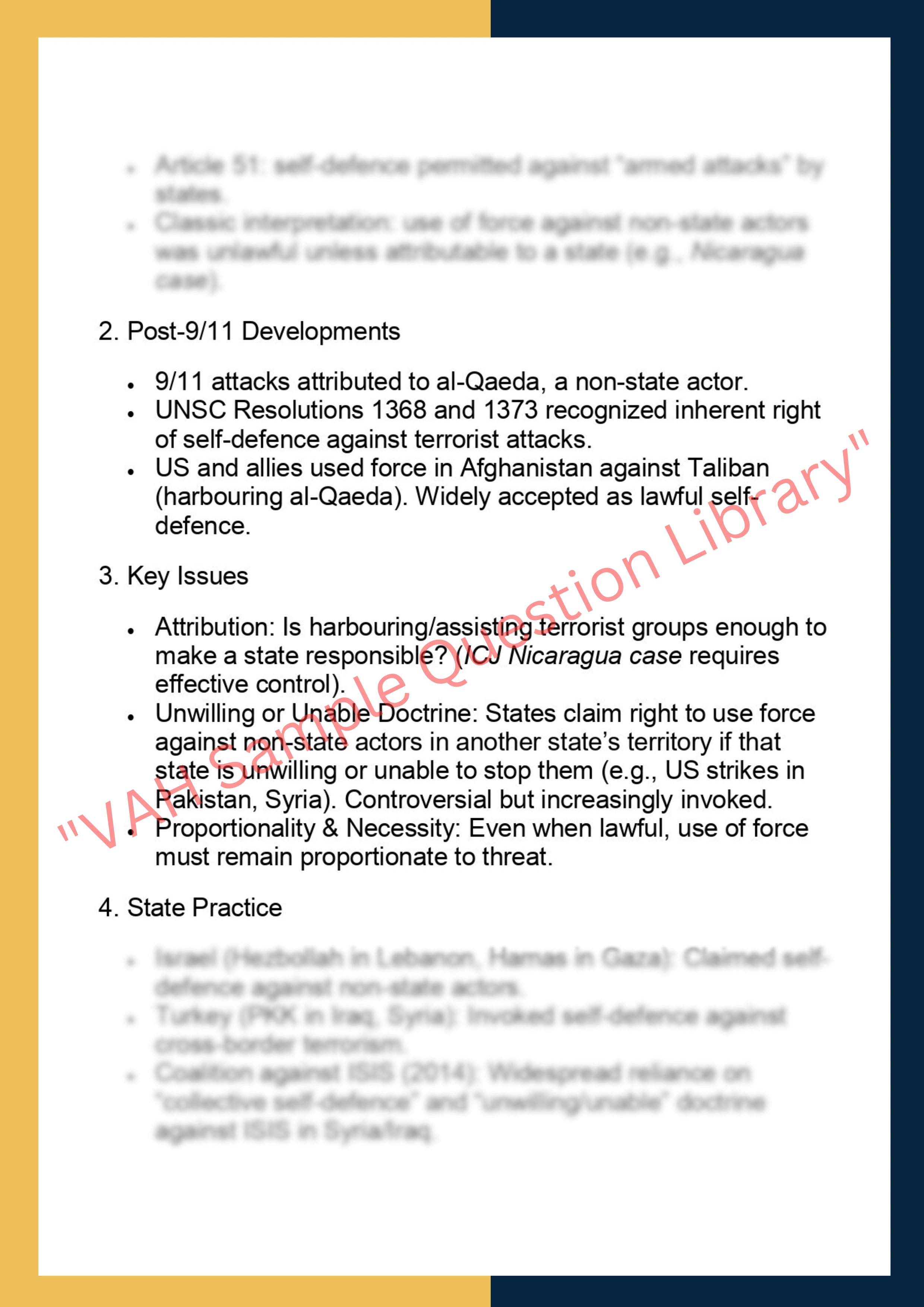 LAWS6062 – International Law – The Use of  Armed Force 7