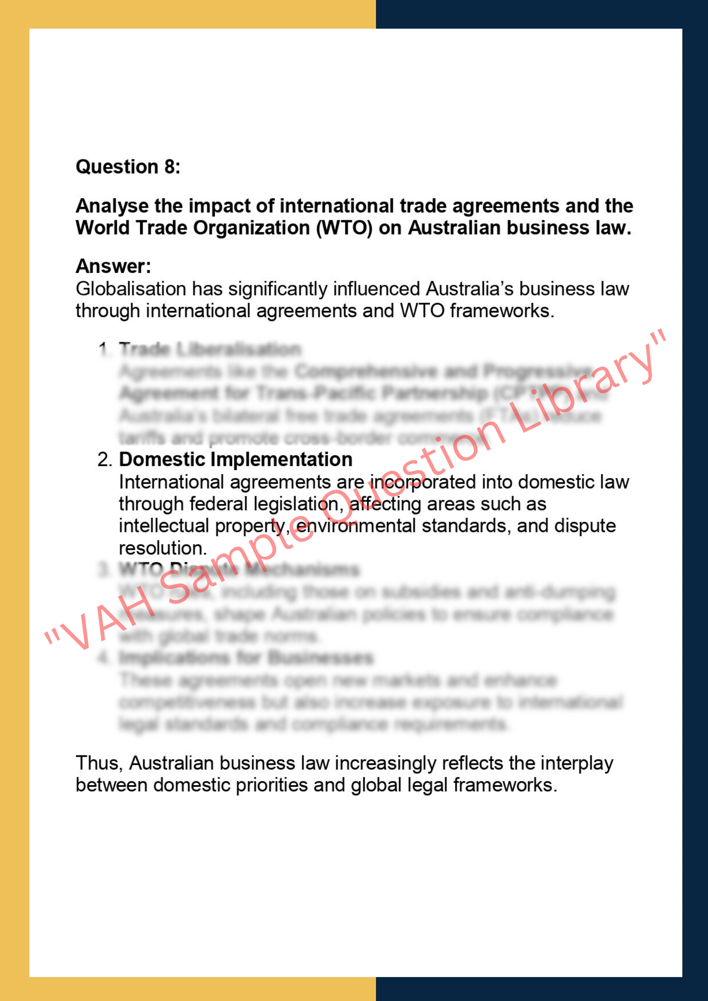 LAW201 – Business Law Assignment 8