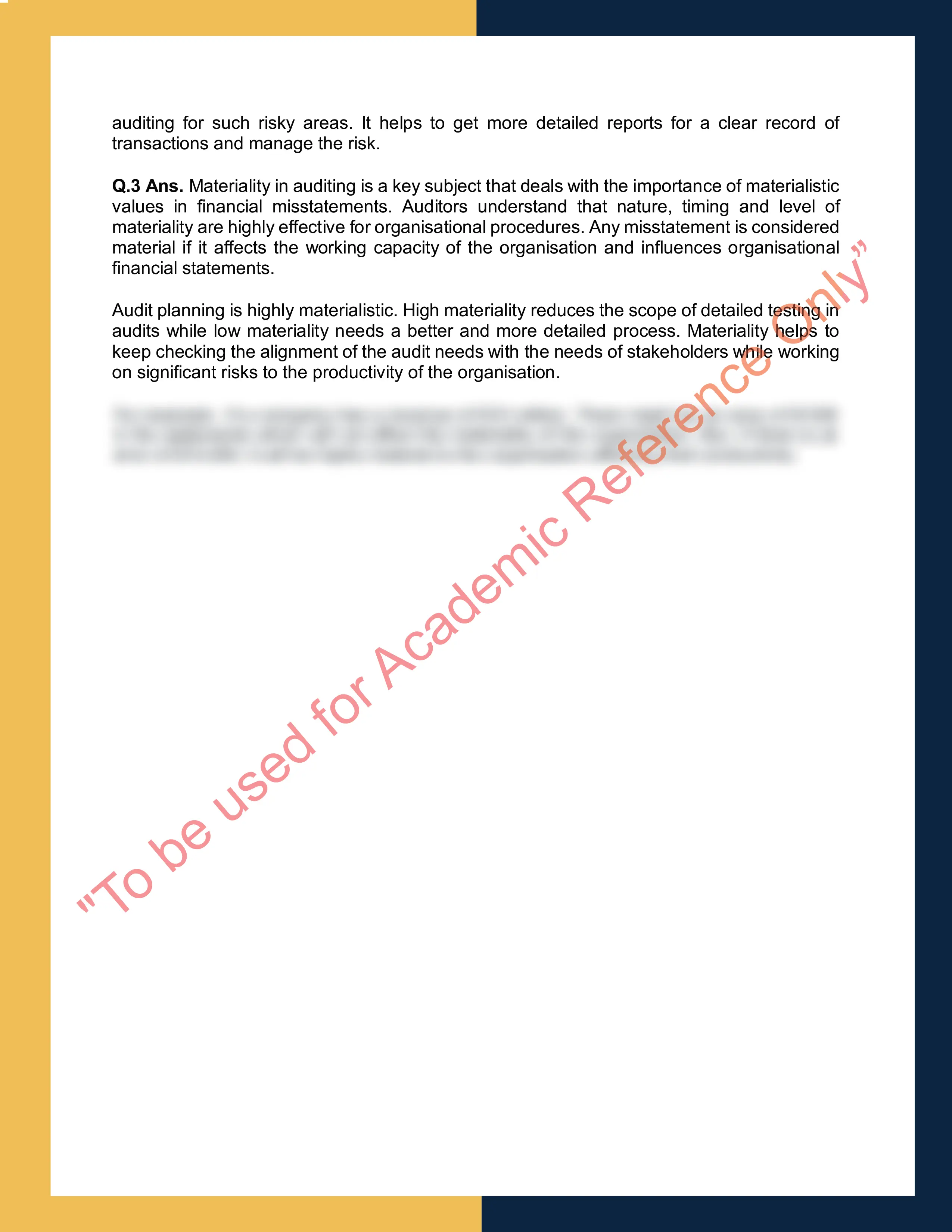 Assignment sample solution of ACCT45 - Financial Auditing and Assurance 1