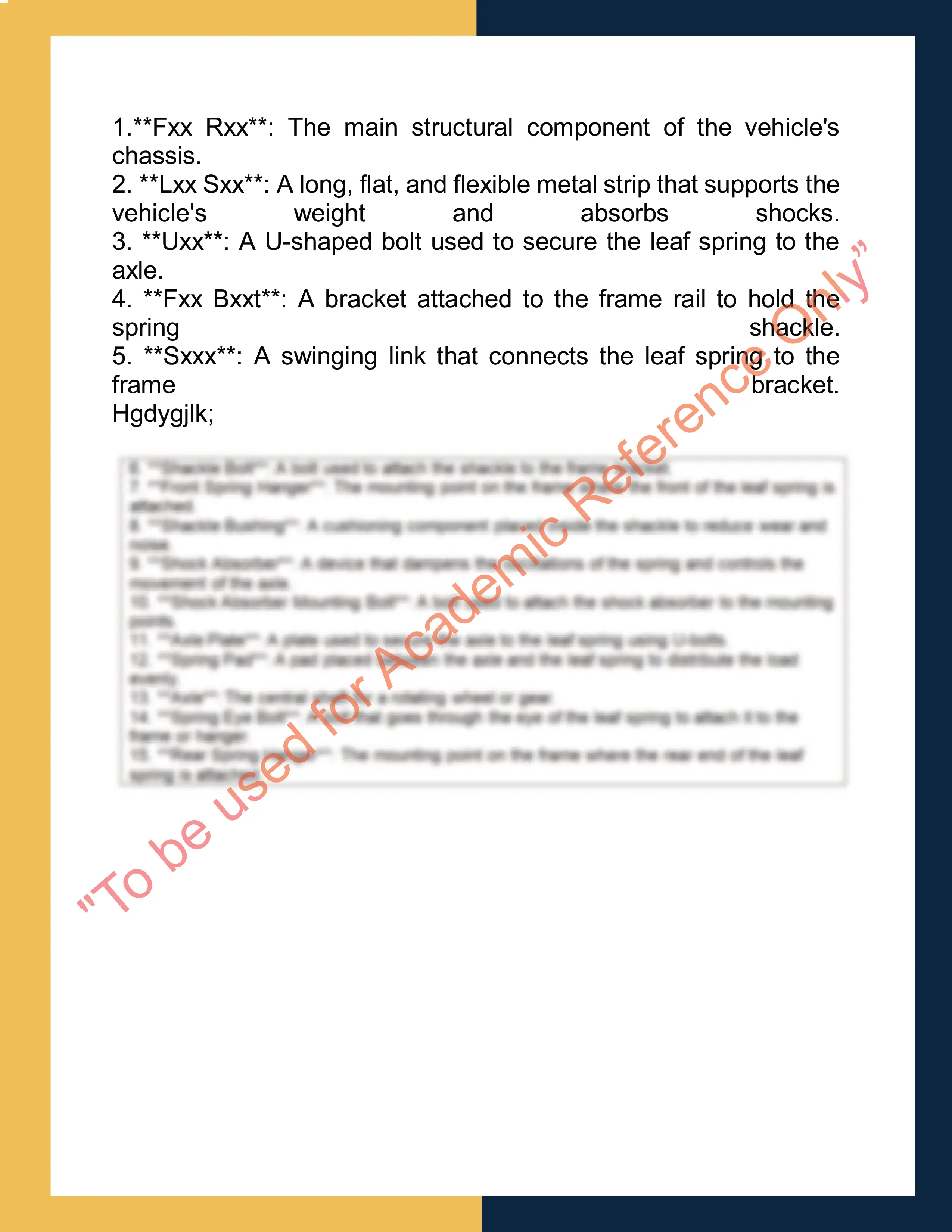 Sample Solution for AURLTD105 - Diagnose and repair light vehicle suspension systems 1