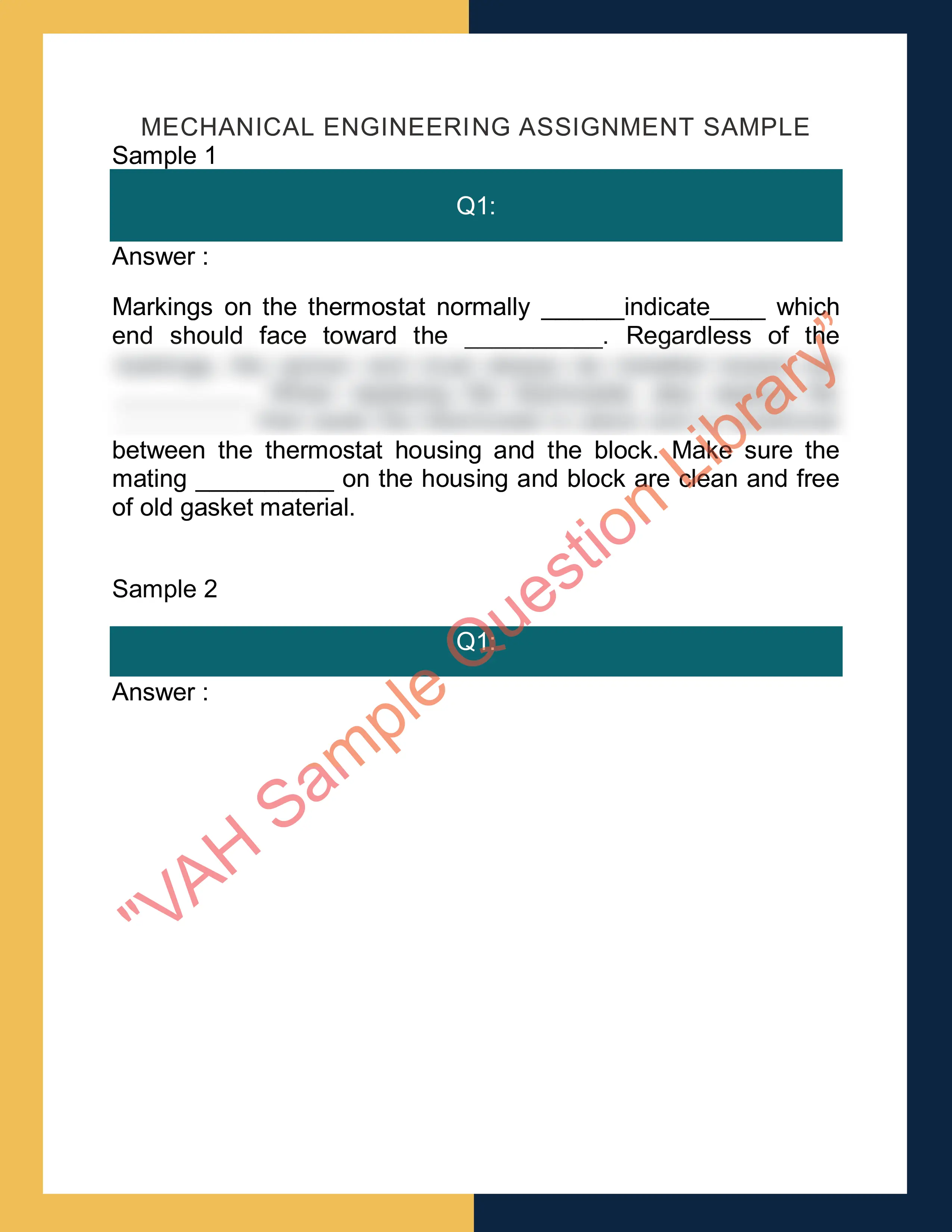 Assignment question sample of AURTTC103 - Diagnose and Repair Cooling Systems 2