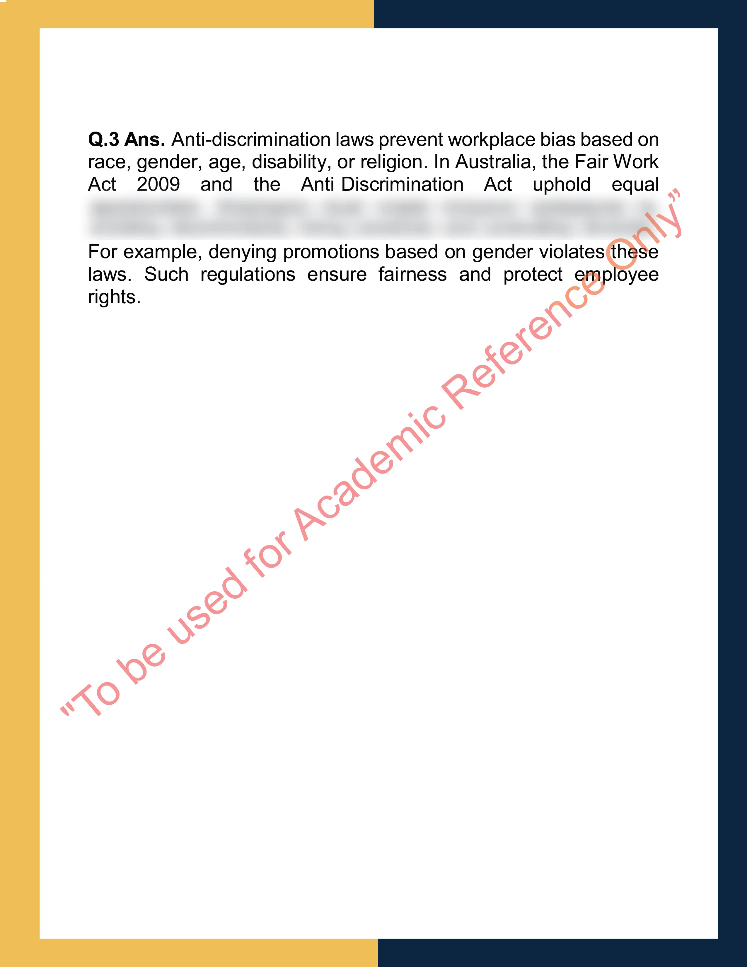 Assignment sample solution of BL301 - Employment Law 1
