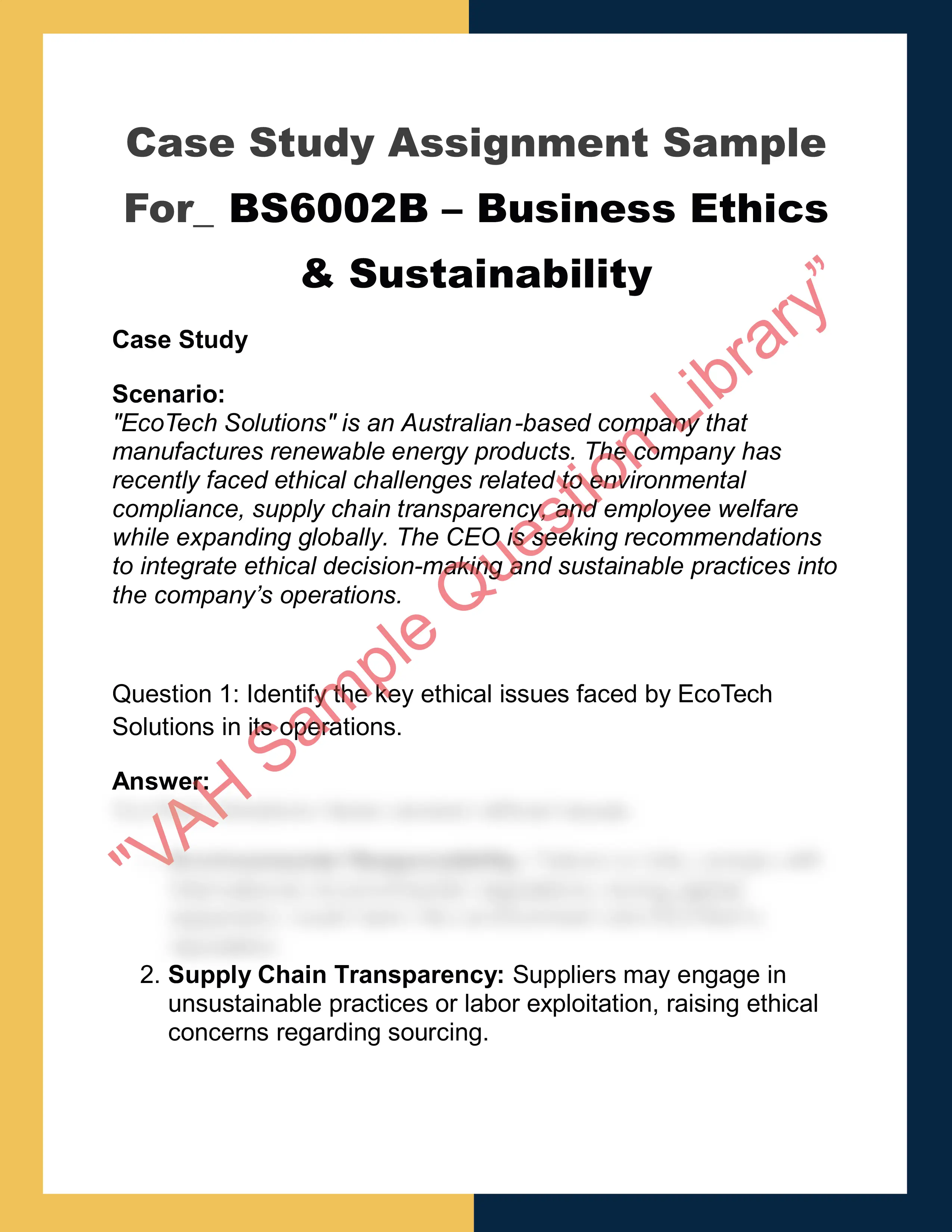 BS6002B – Business Ethics  & Sustainability 0