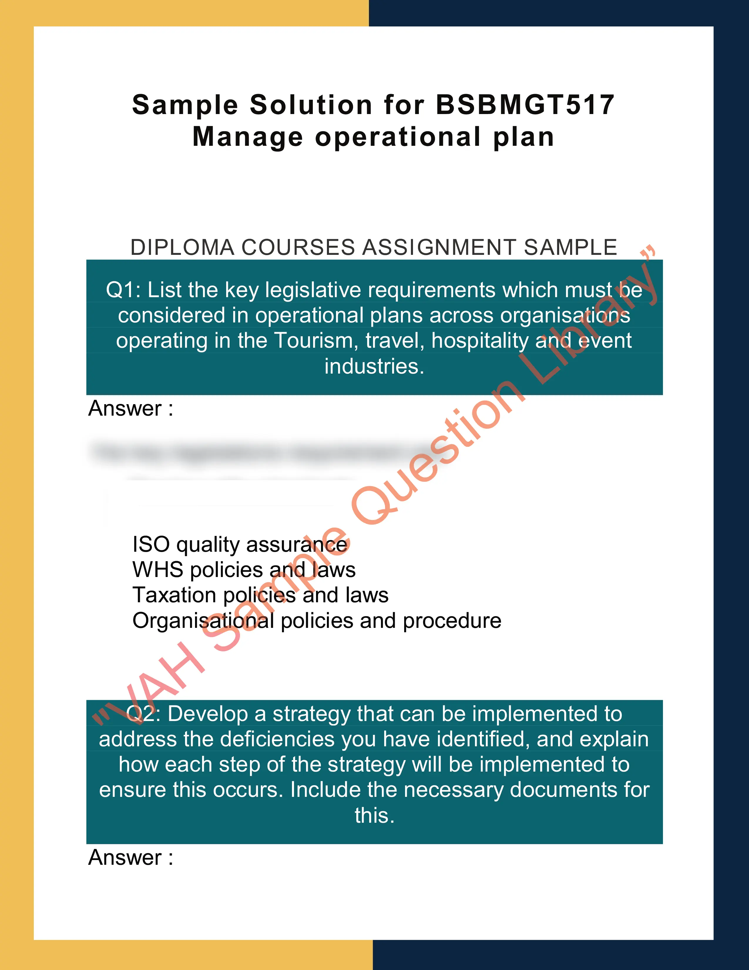 Sample Solution for BSBMGT517 Manage operational plan 0