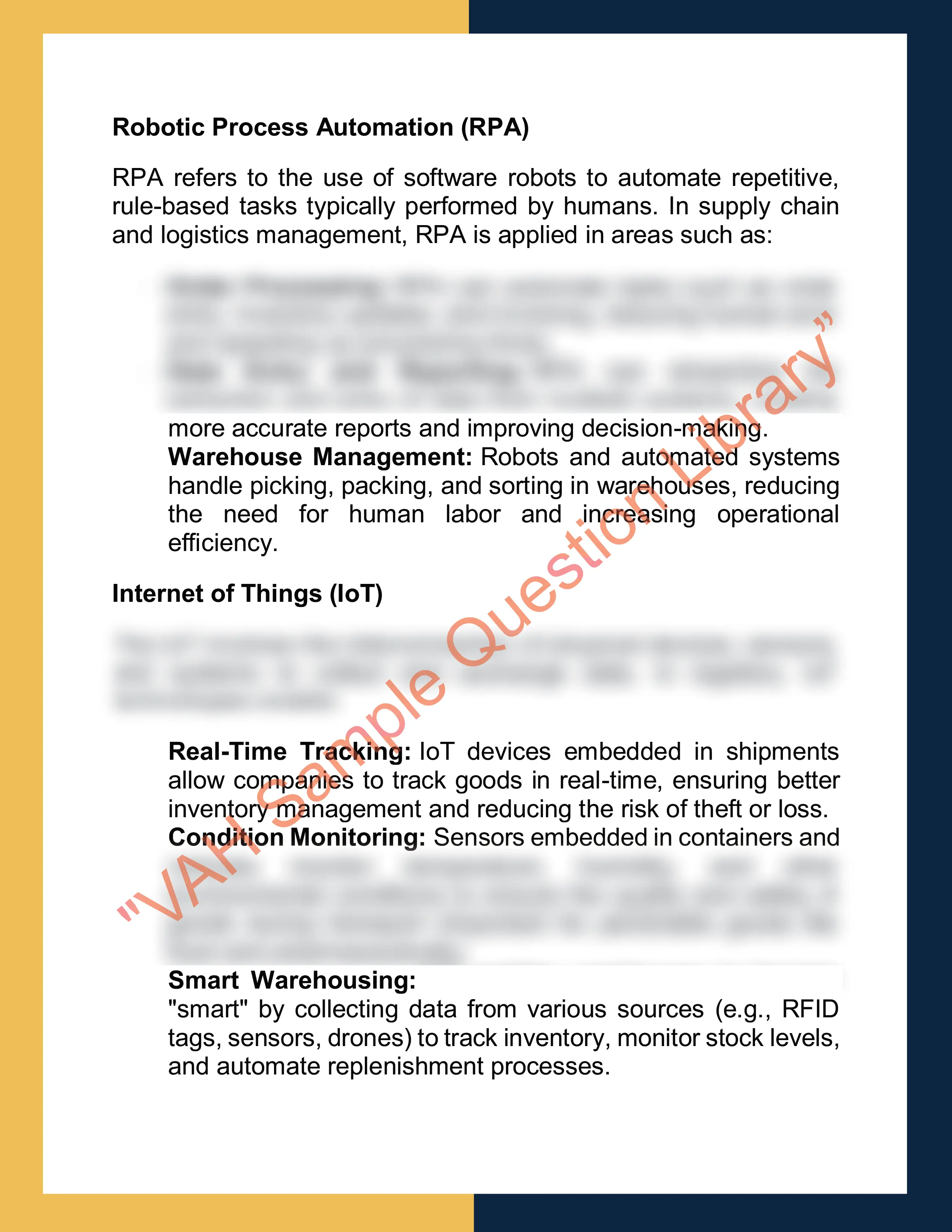 Assignment sample solution of BUSS5021  - Supply Chain and Logistics Management 2