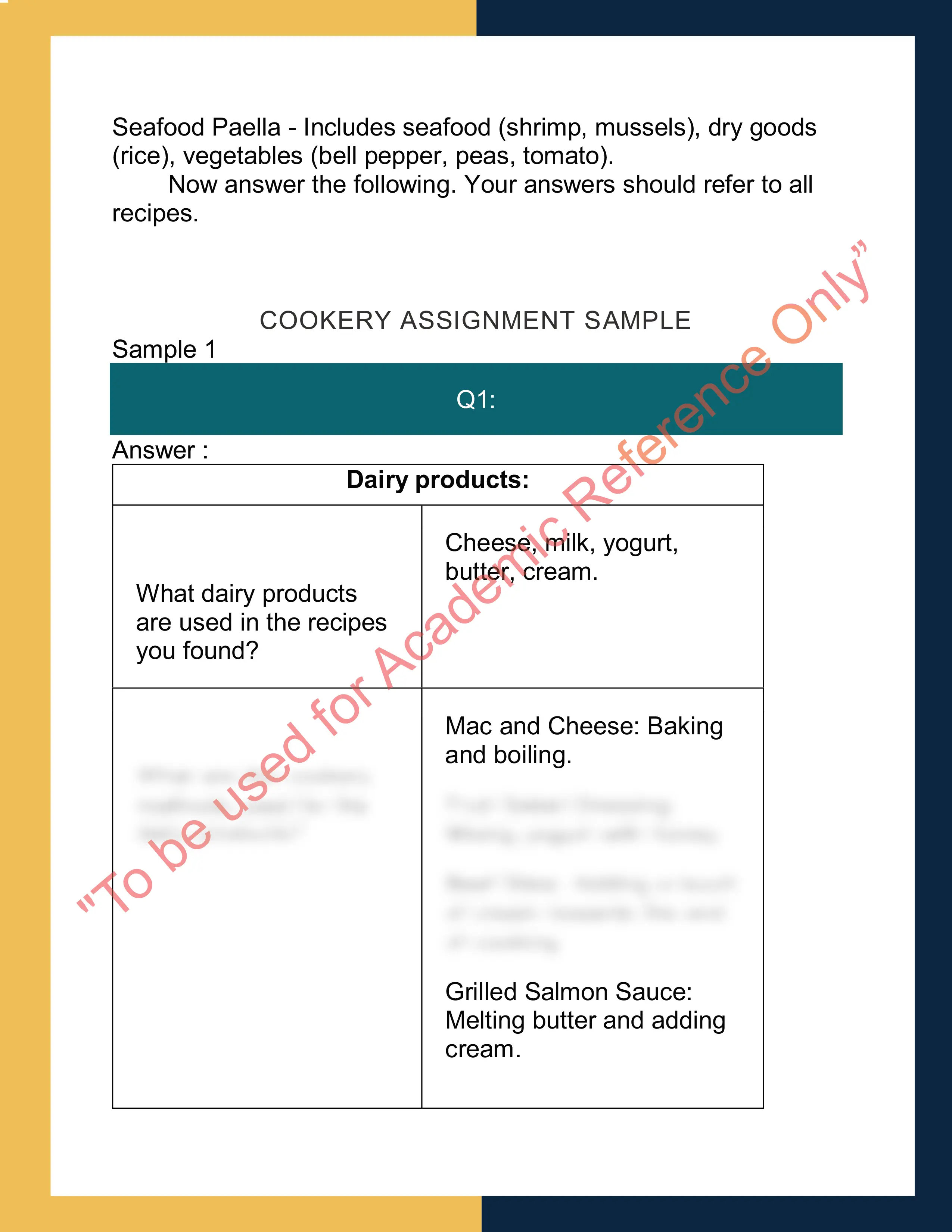 Sample Solution for sithccc027 - Prepare dishes using basic methods of cookery 1