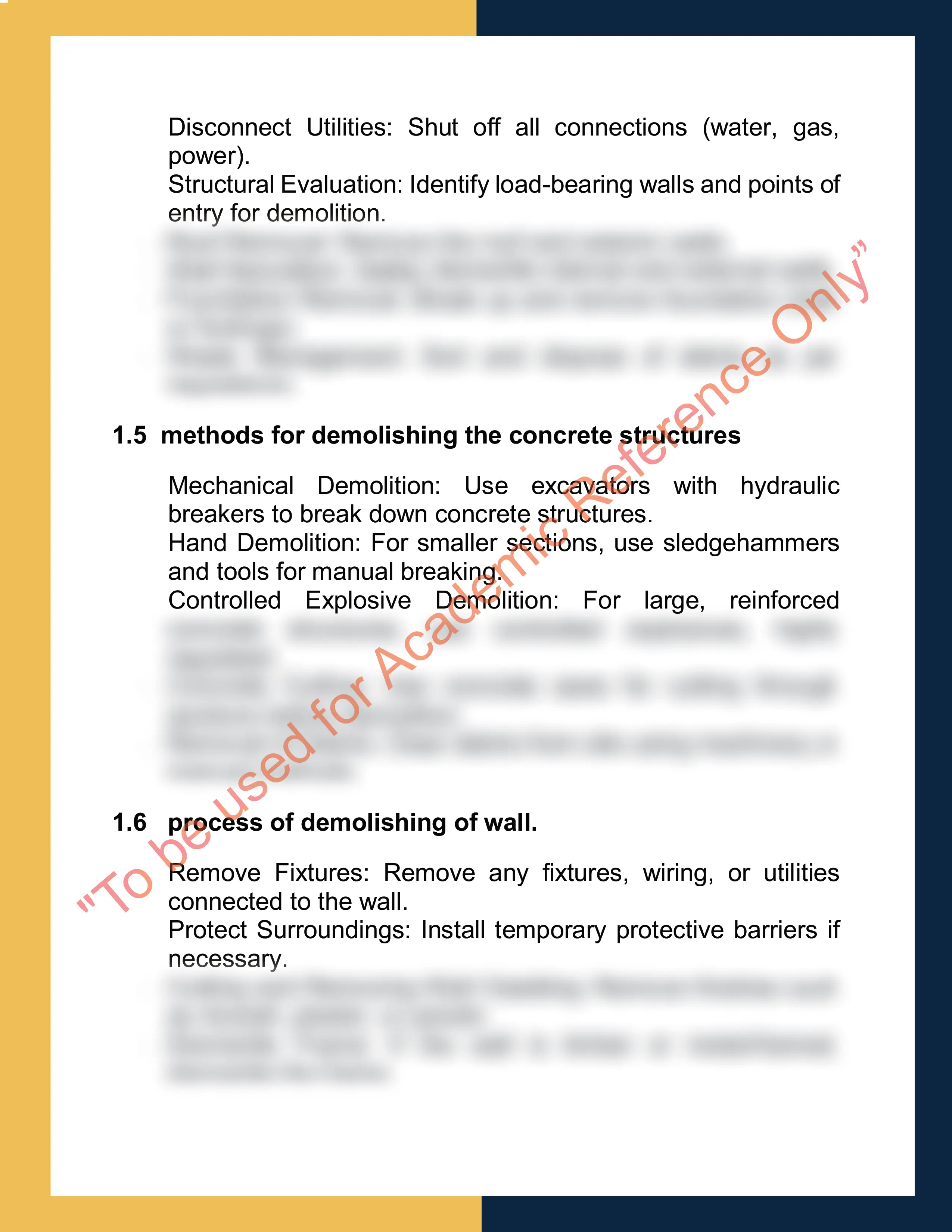 Sample Solution for CPCCCA3001 - Carry out general demolition of minor building Structures 3